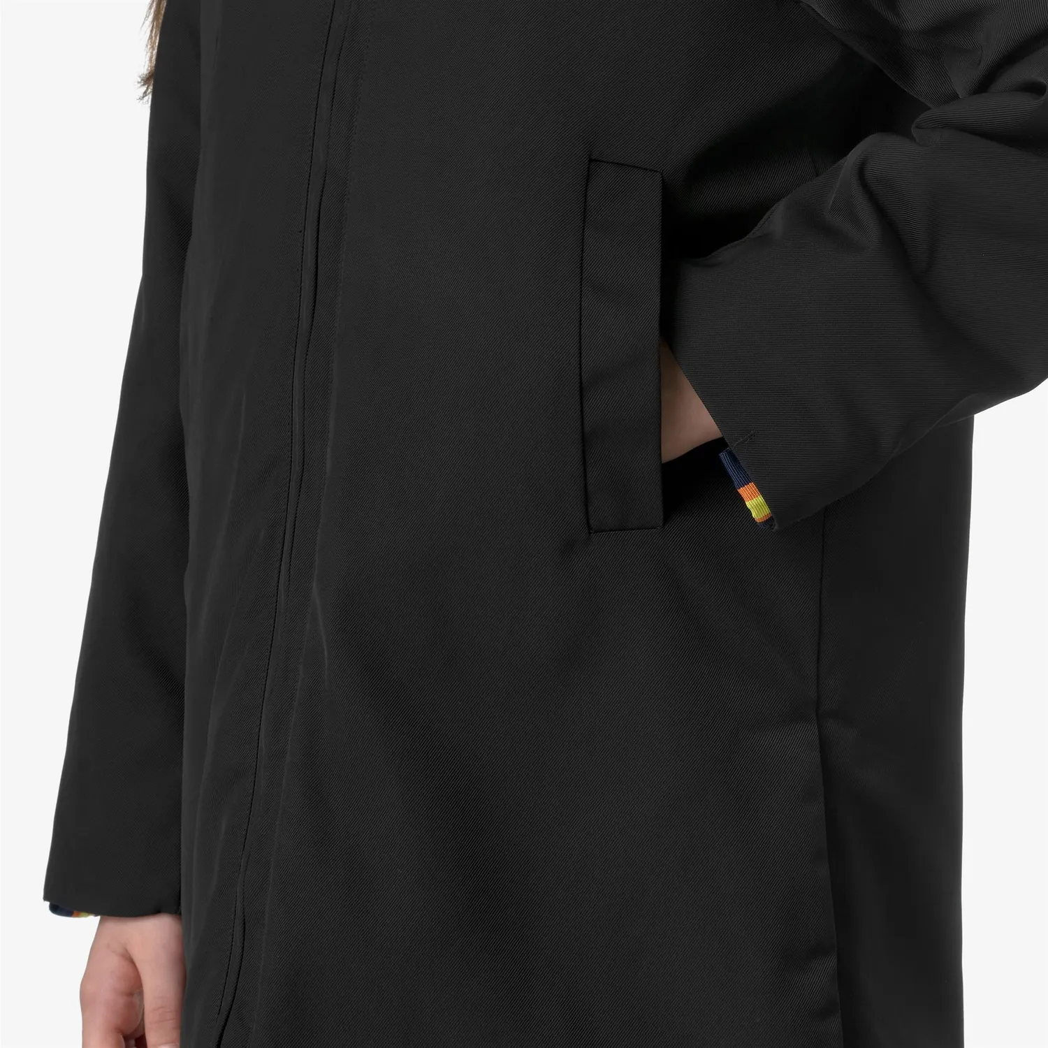 K-Way Olly Twill Fur palton fete negru calduros 3/4