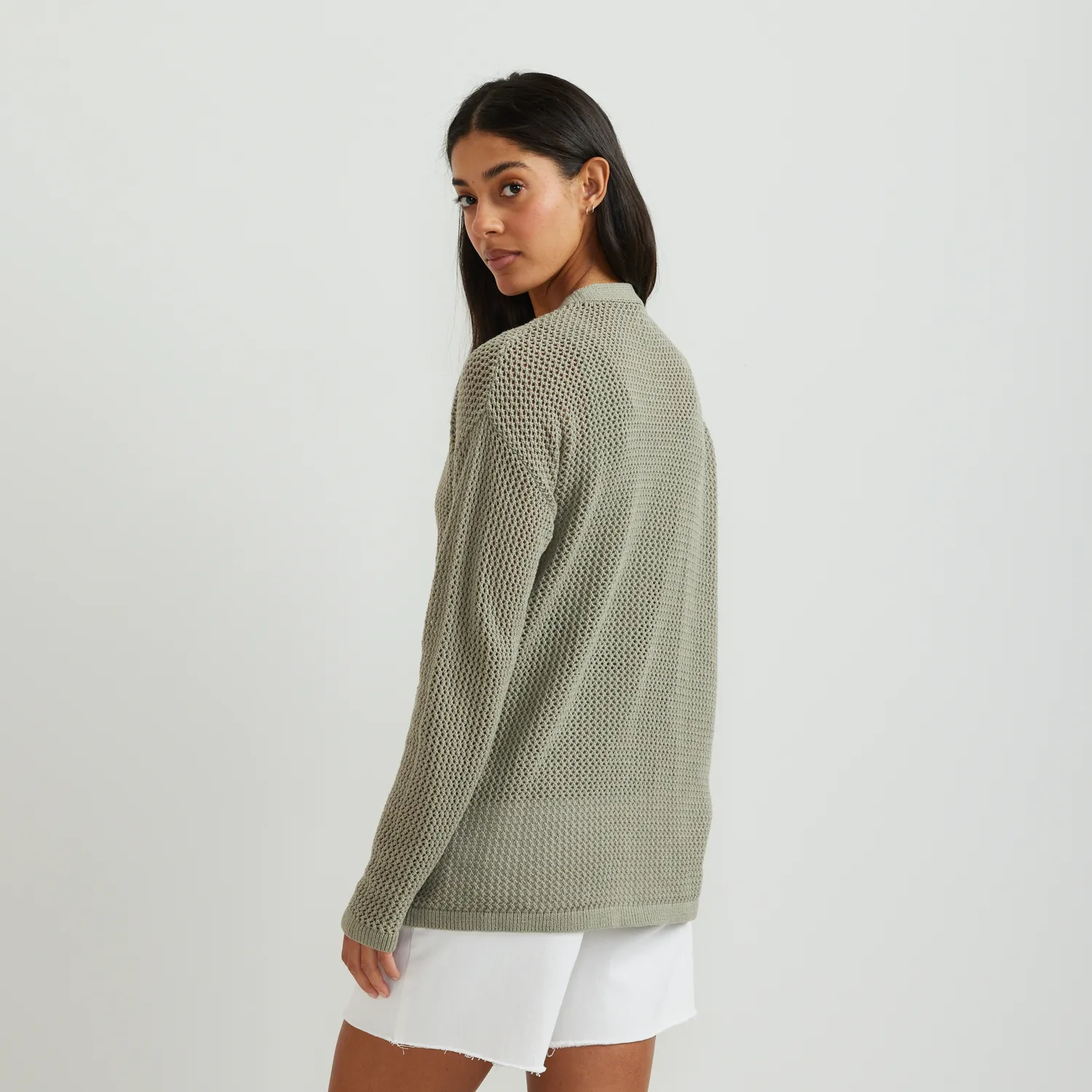 Eddie Bauer Open-Front Cardigan damă Sage călduros