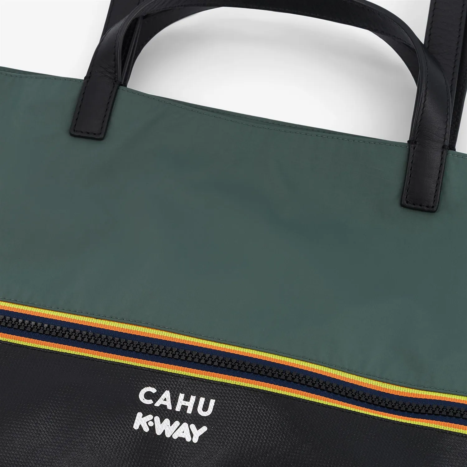 K-Way Pratique Medium geanta tote negru-verde 65 cm