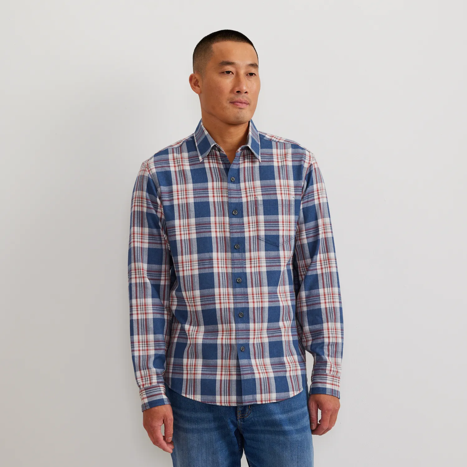 Eddie Bauer Tidelands cămașă mânecă lungă Blue Fog bumbac
