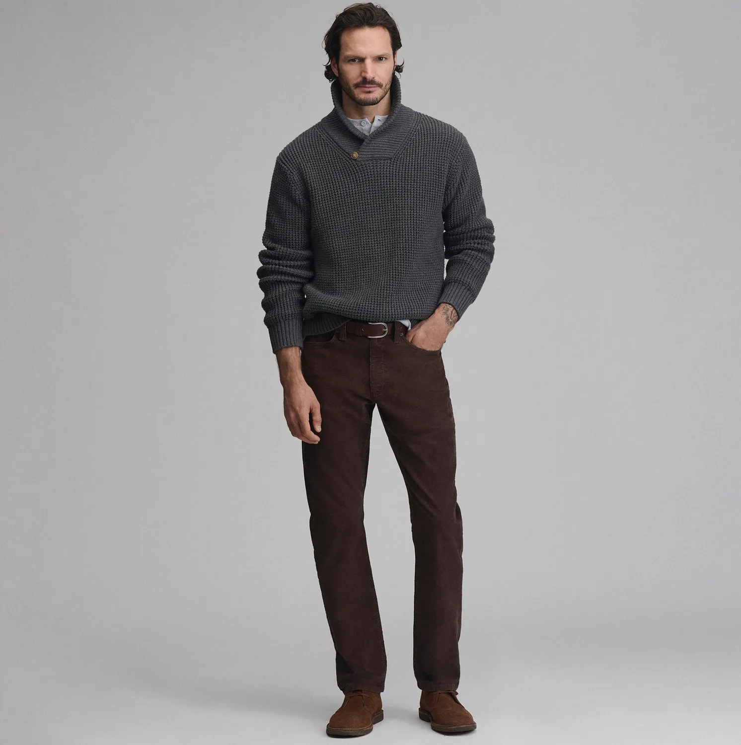 Eddie Bauer Holiday Festive pulover barbati gri calduros