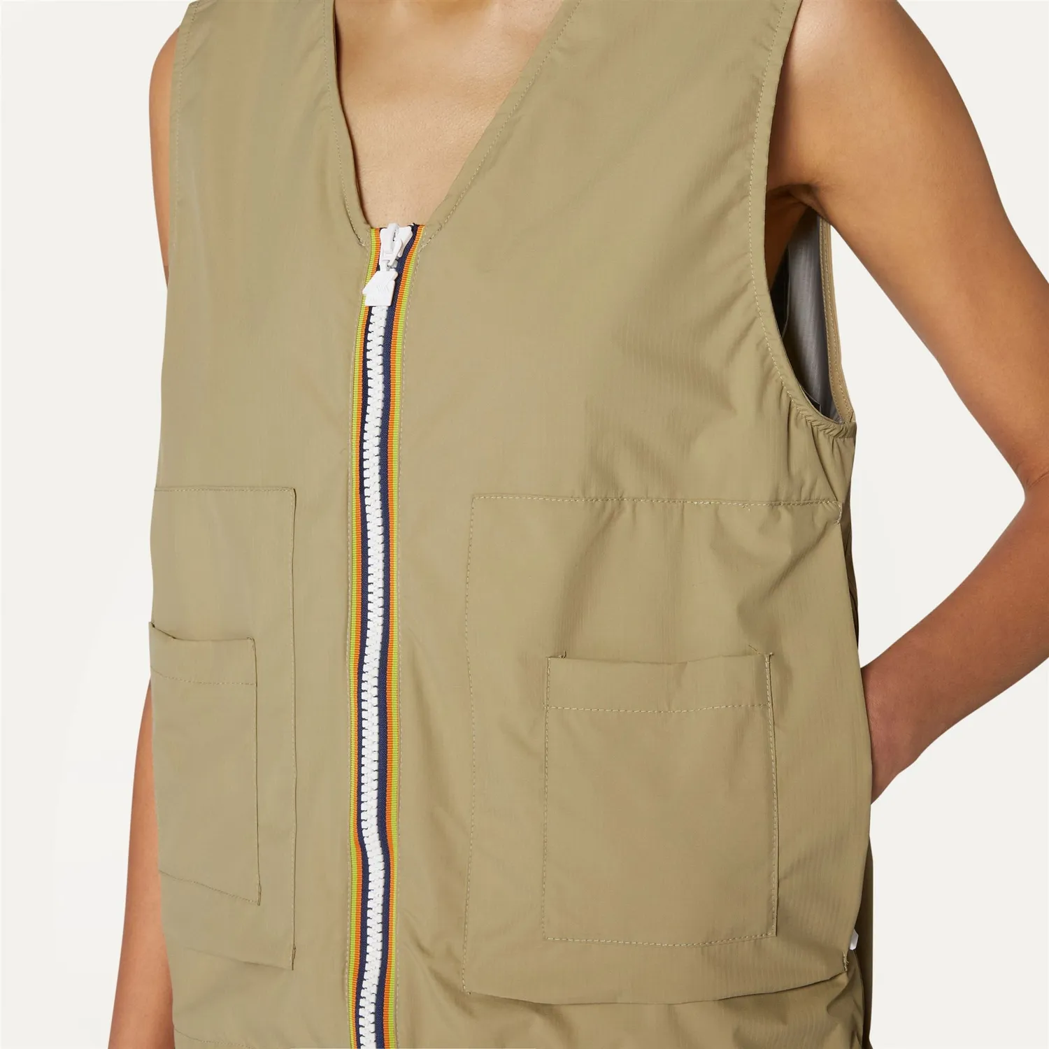 K-Way Barnel 2.1 Amiable vestă unisex bej impermeabilă