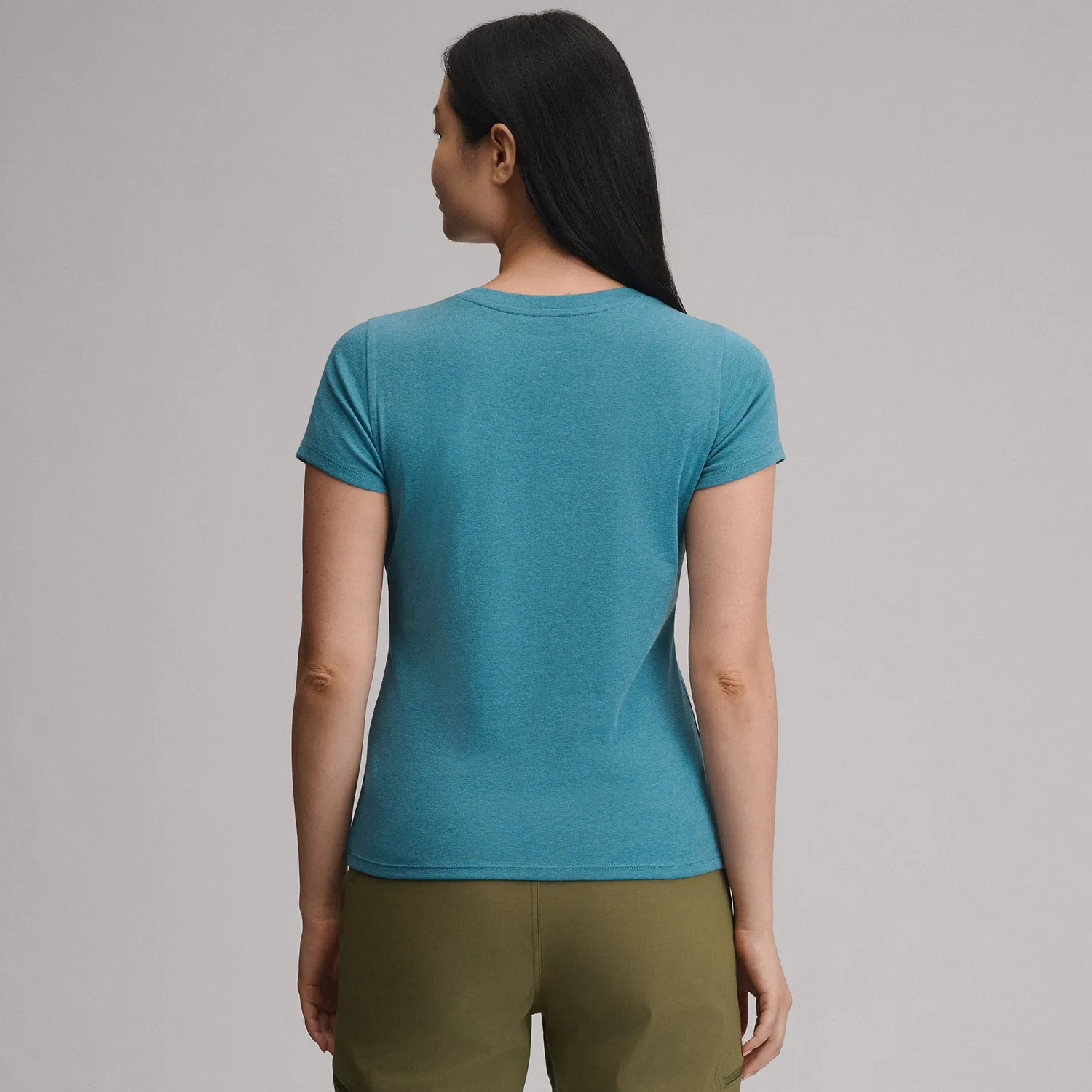 Eddie Bauer Everyday V-Neck tricou dama Visiniu bumbac usor