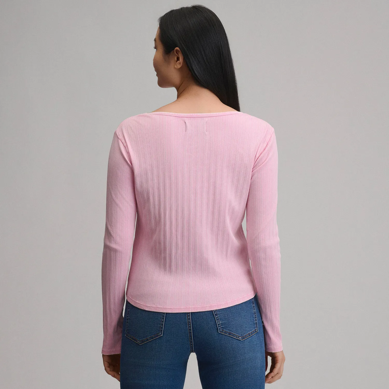Eddie Bauer Women's Rib Y-Neck Henley bluză ivory
