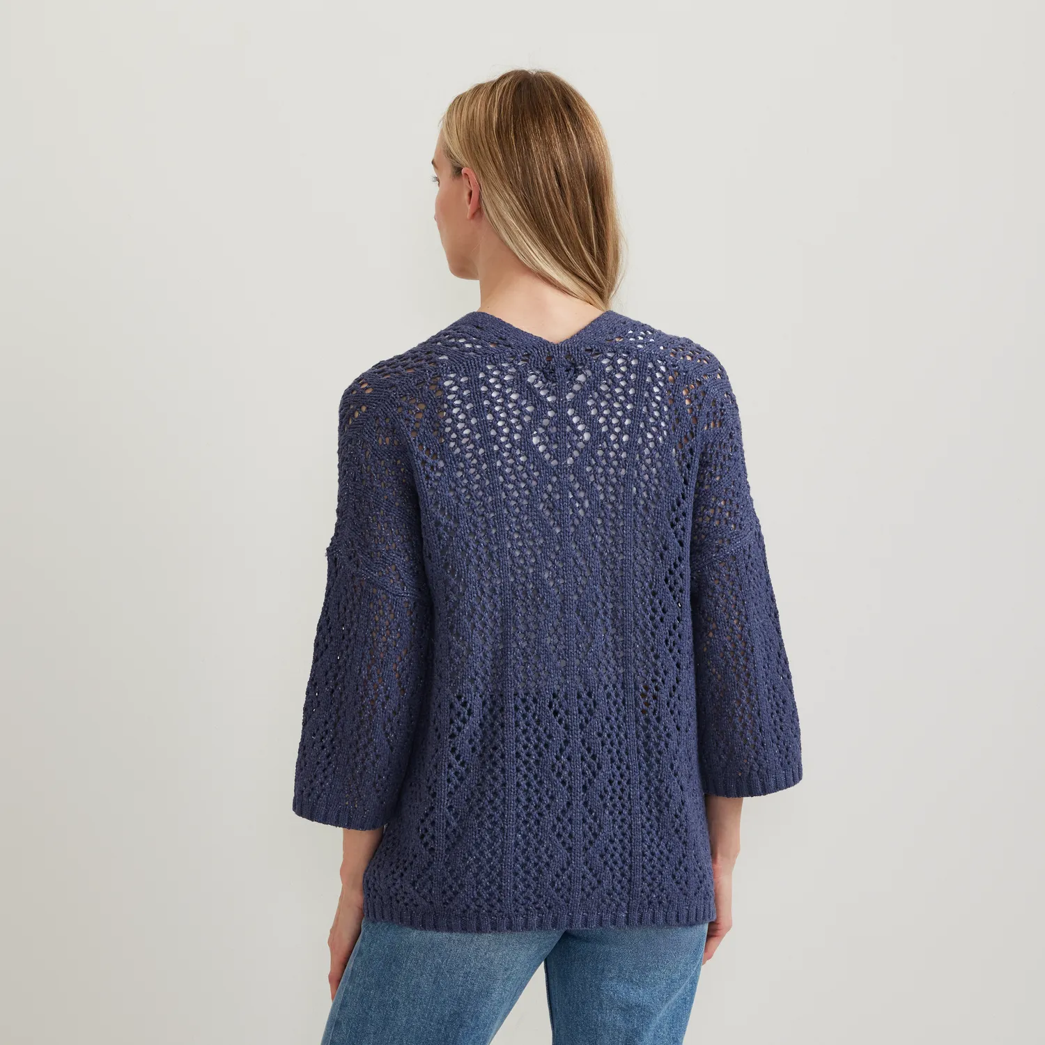 Eddie Bauer Open Stitch cardigan dama lung bej calduros