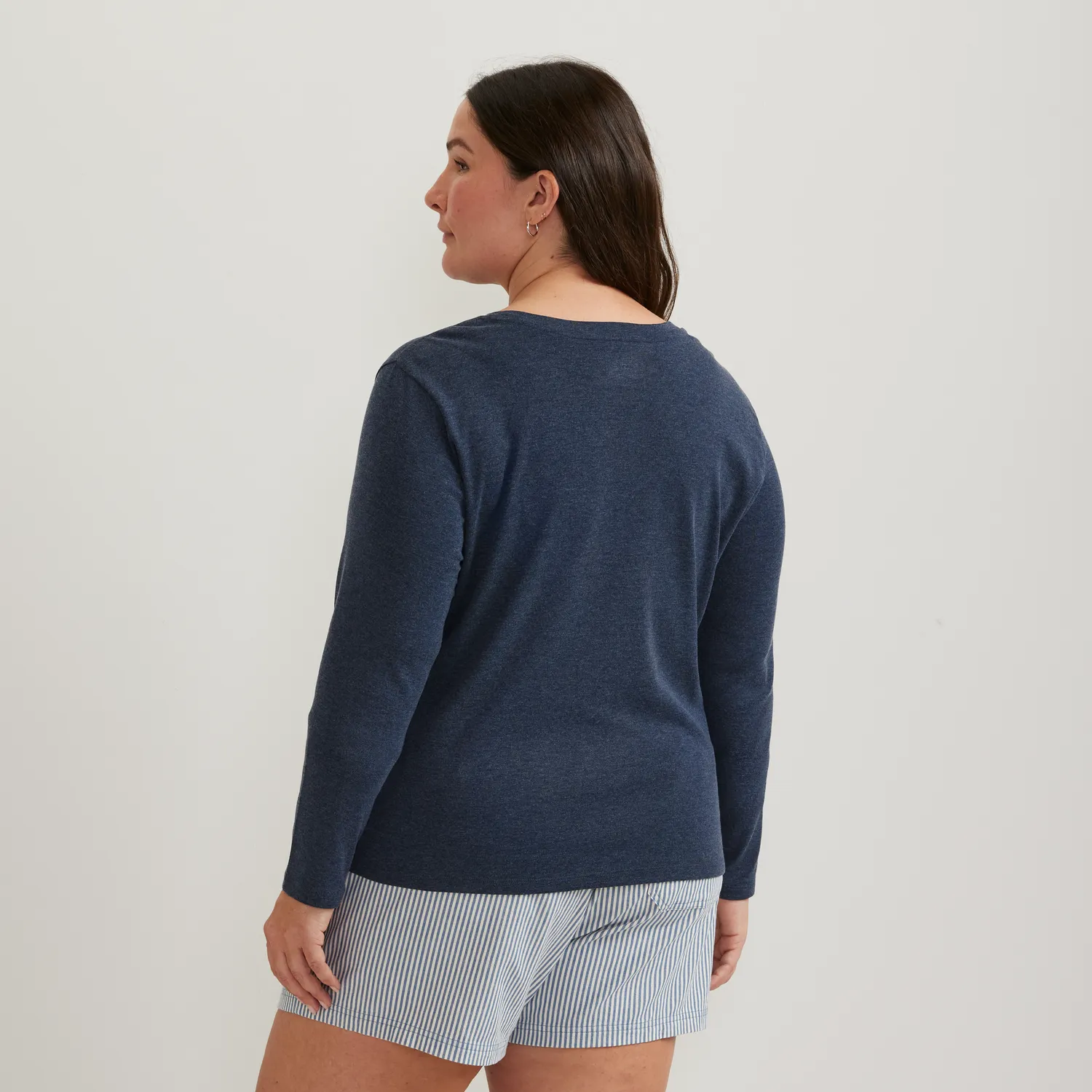 Eddie Bauer Everyday Crewneck tricou dama maneca lunga negru bumbac