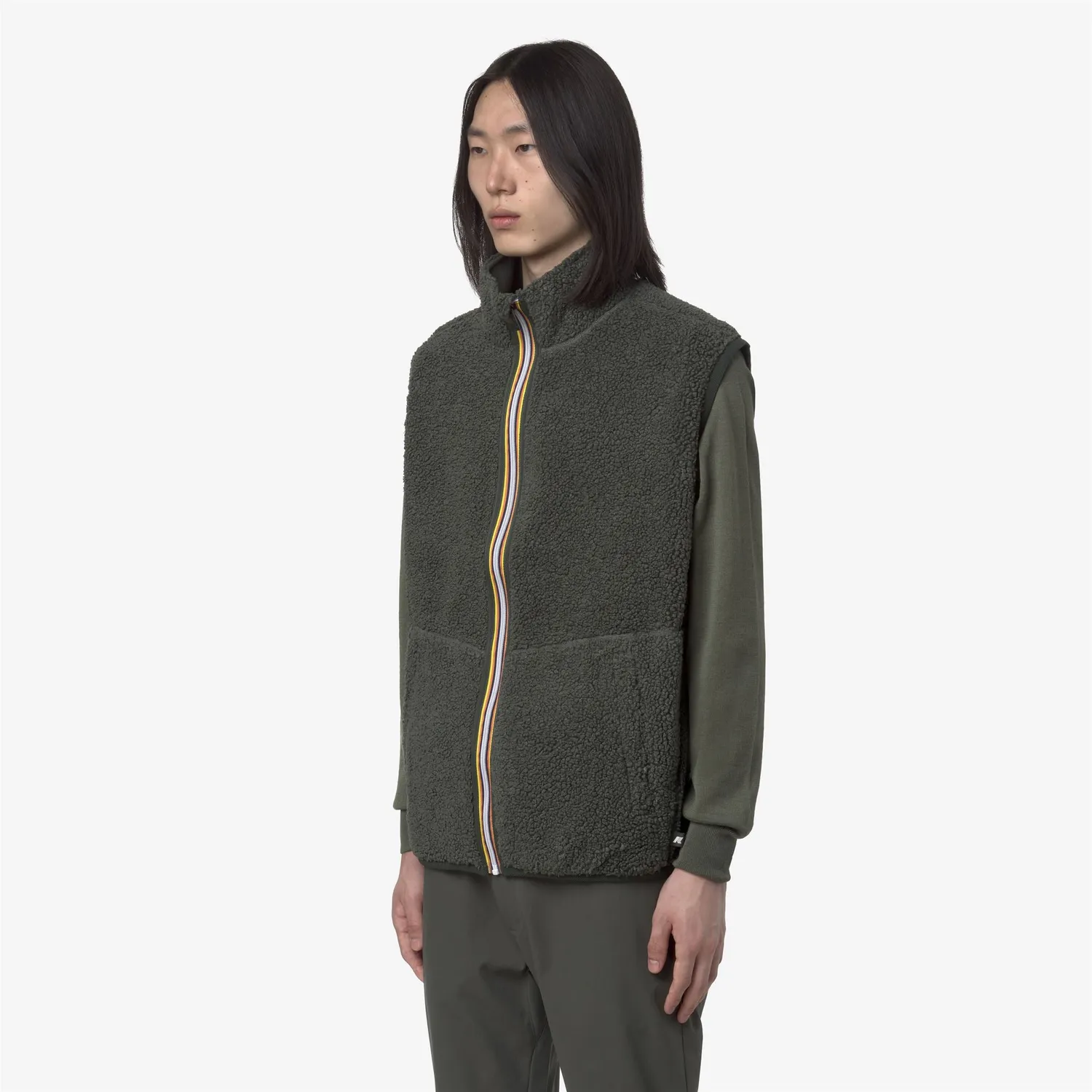 K-Way Yannick Sherpa Polar Double vestă verde negru