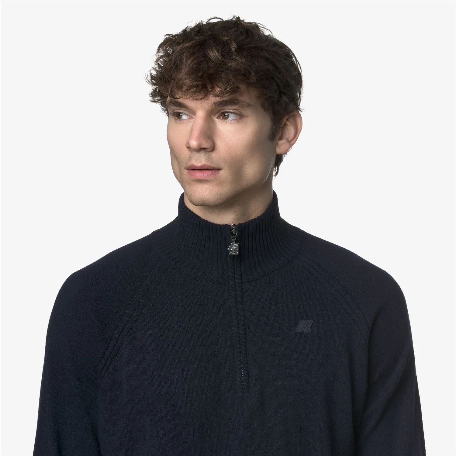 K-Way Cadras Wool Cashmere pulover Blue Depth cu fermoar
