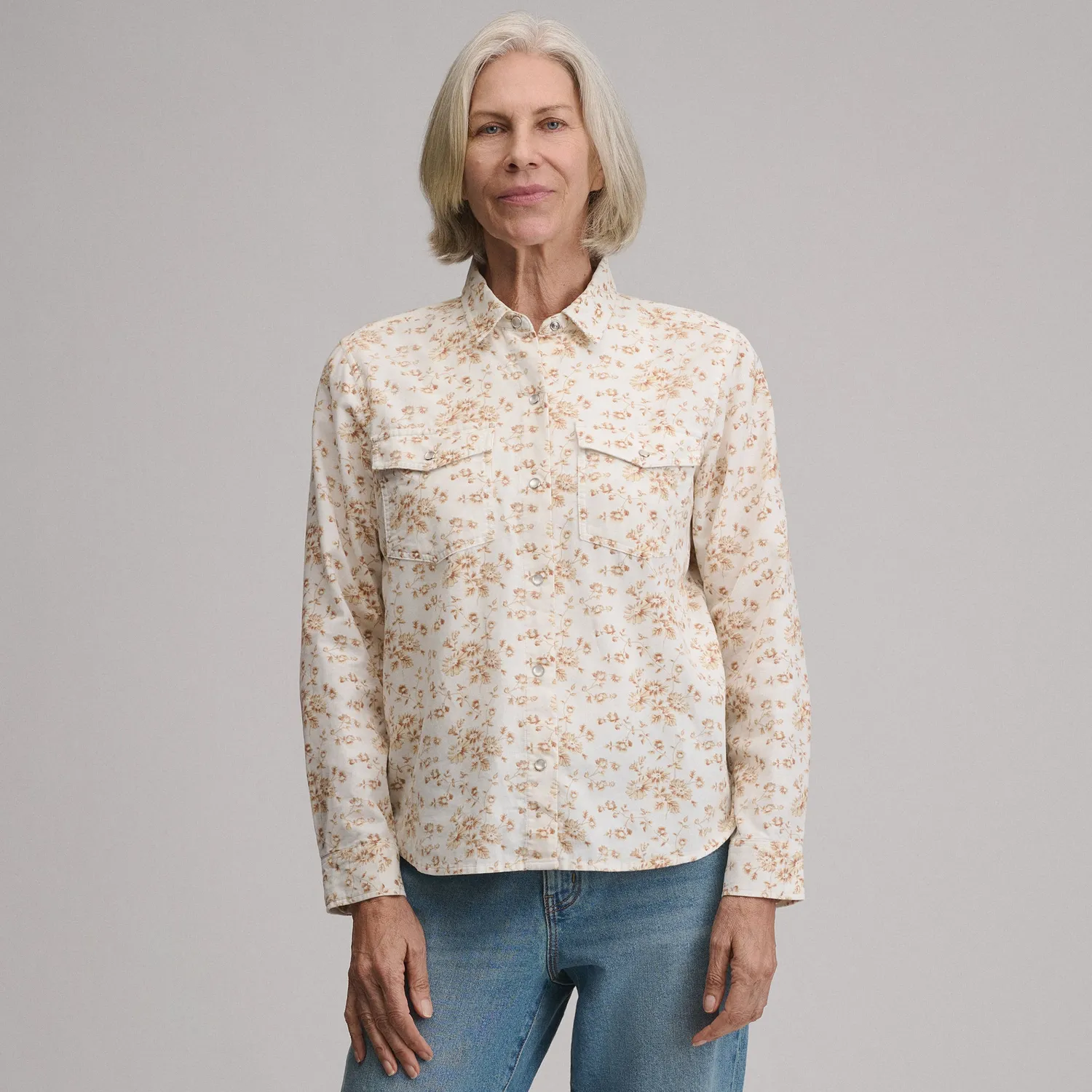 Eddie Bauer cămașă damă western ivory lungă
