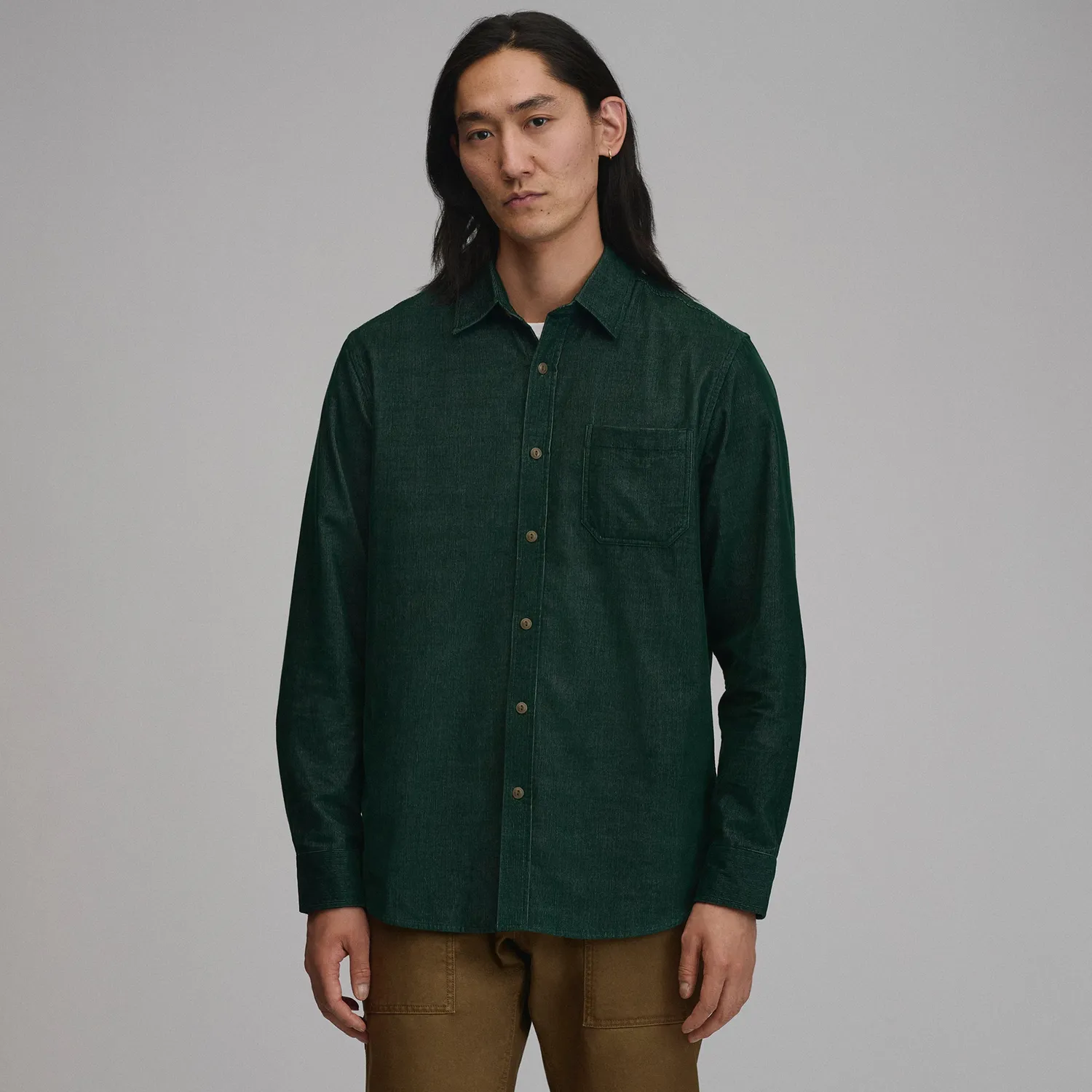 Eddie Bauer Fine Wale cămașă bărbați indigo catifea