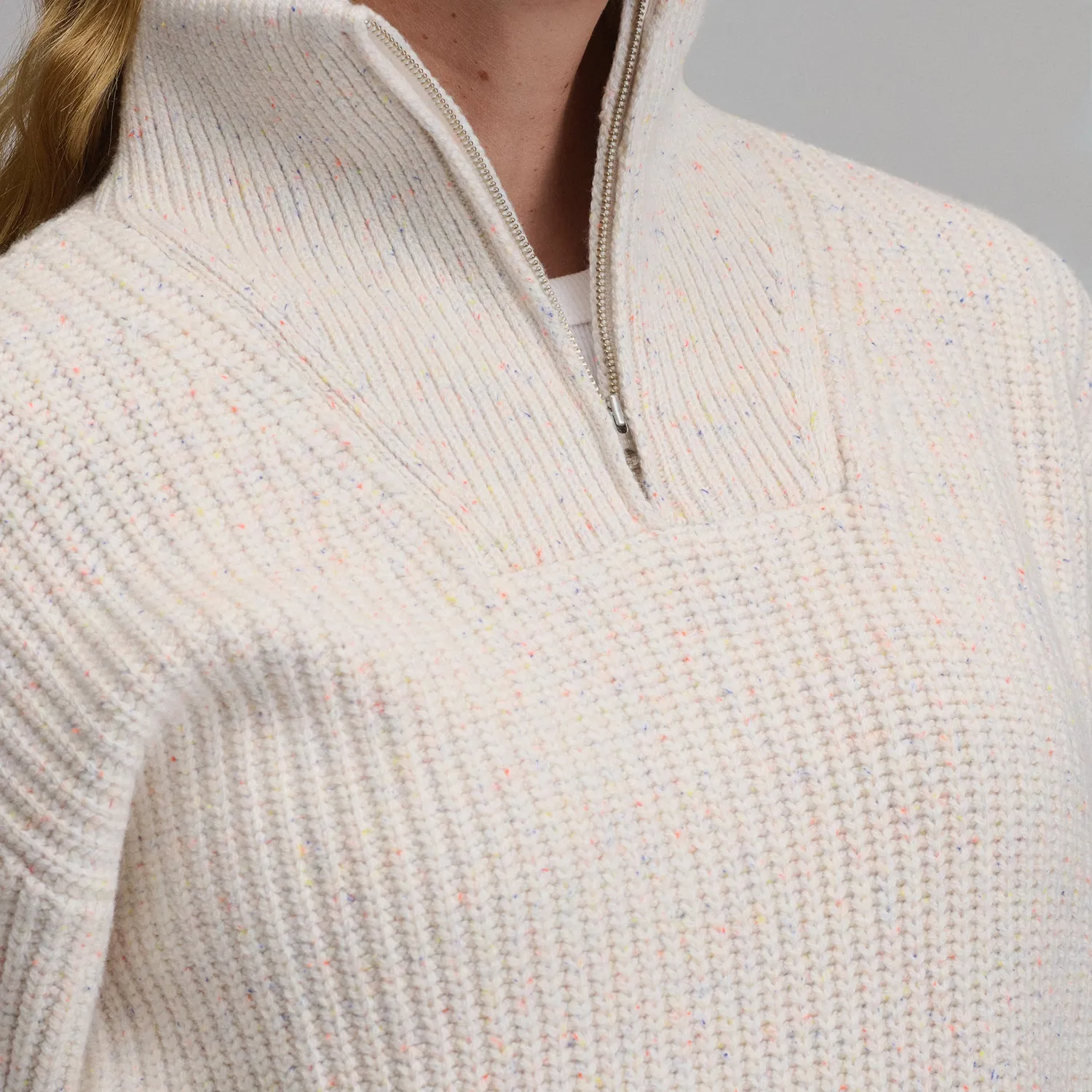 Eddie Bauer Everloft Quarter-Zip pulover femei Ivory calduros