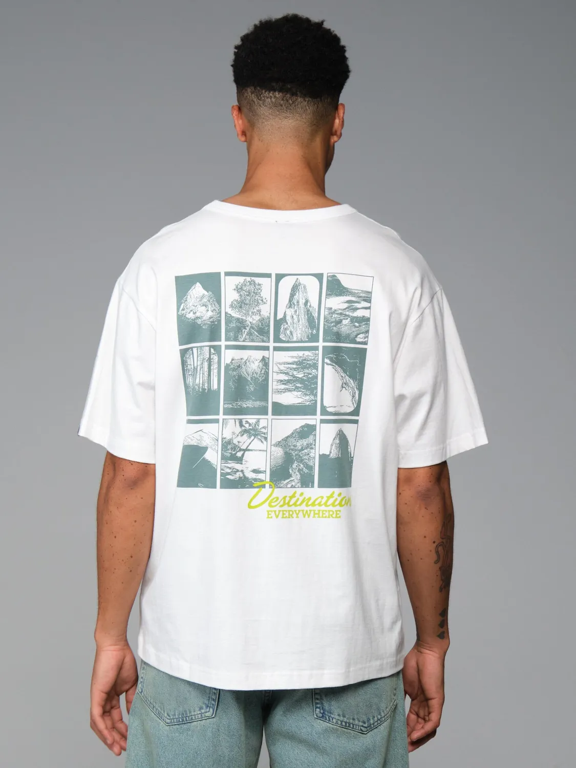 Alpha Industries Essential Destination tricou gri bumbac imprimat