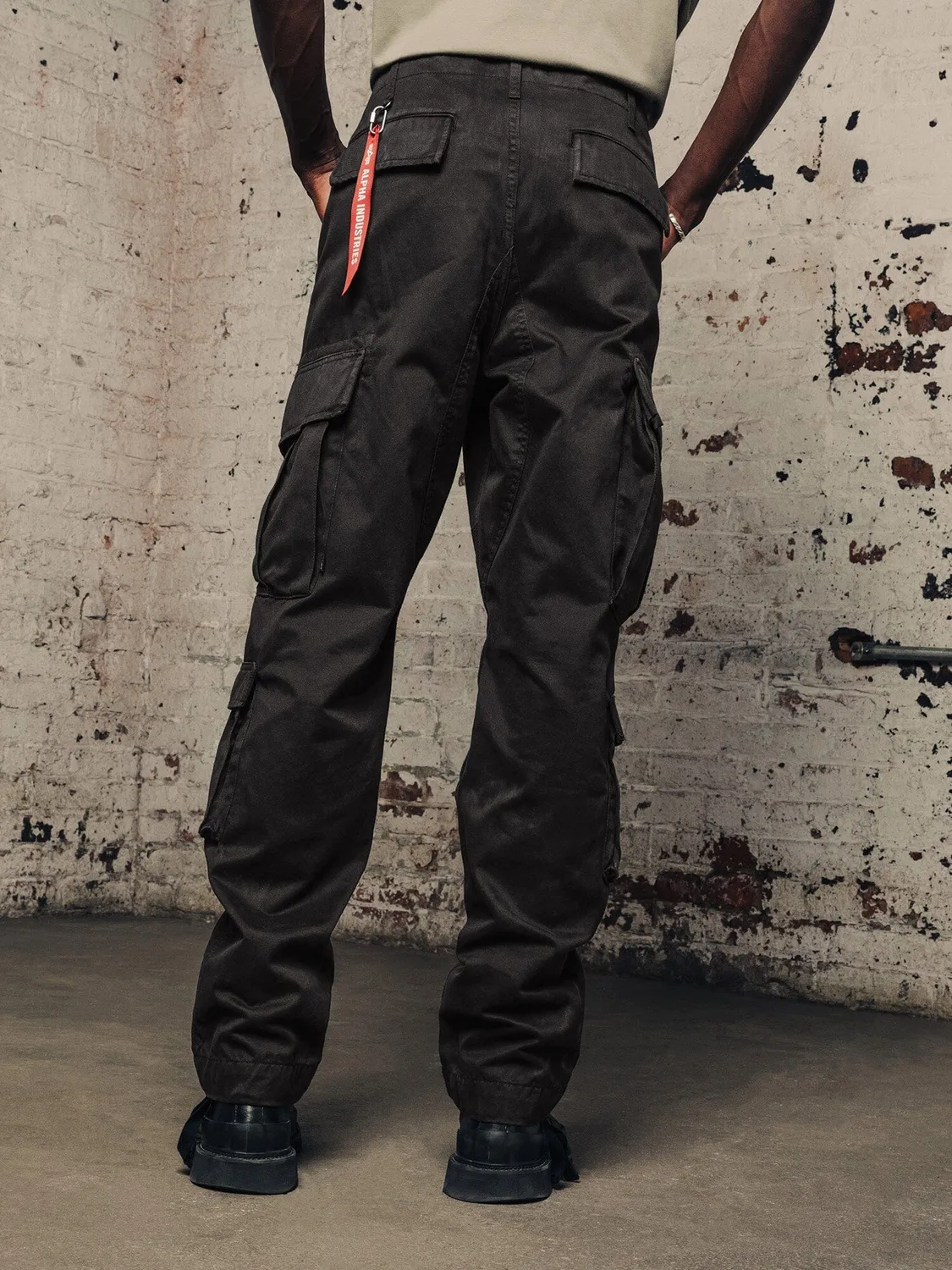 Alpha Industries ACU pantaloni cargo negri bumbac