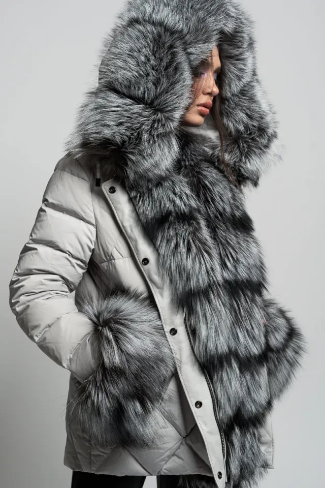 Mareus 152 parka dama puf blana vulpe impermeabila
