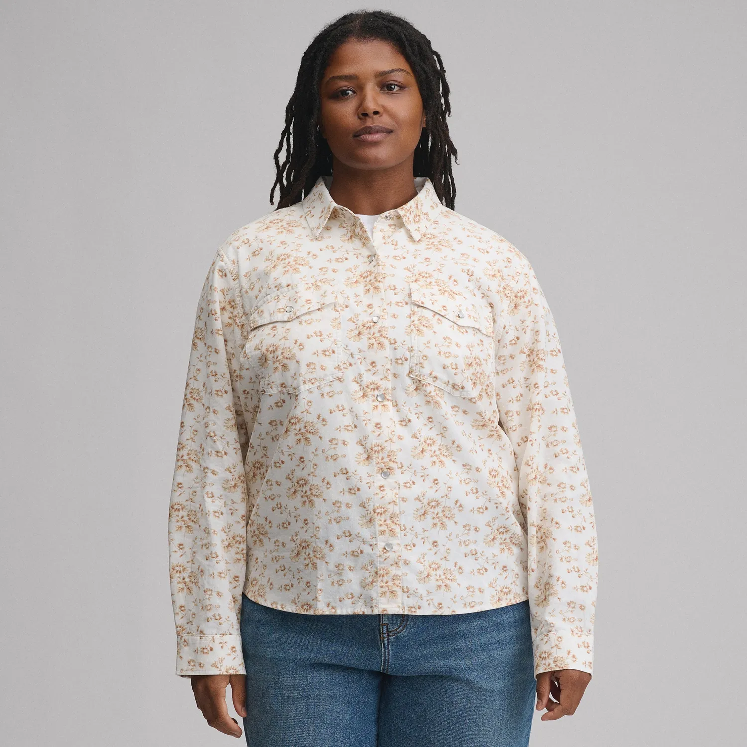 Eddie Bauer cămașă damă western ivory lungă
