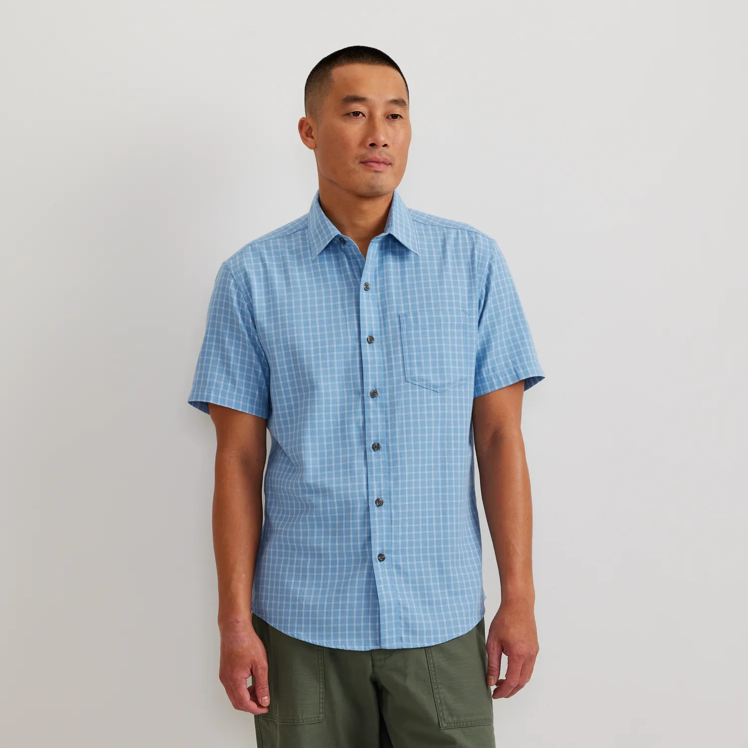 Eddie Bauer Tidelands cămașă bărbați Blue Fog bumbac
