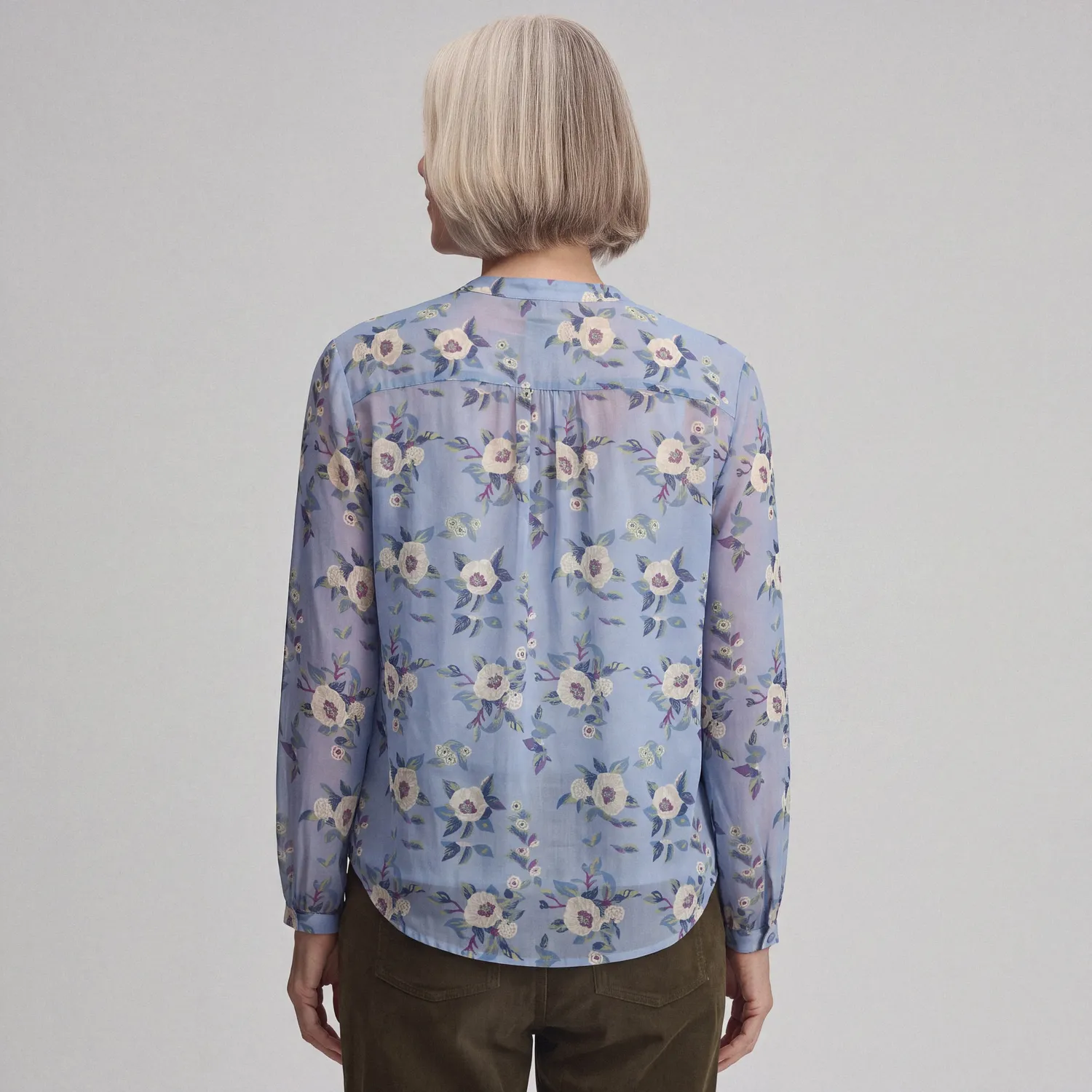 Eddie Bauer Collarless Camasa Dama Maneca Lunga Ivory