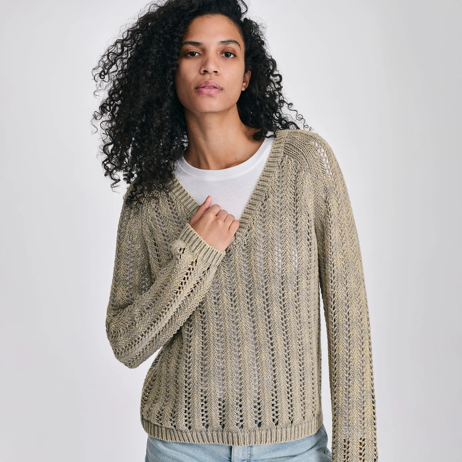 Eddie Bauer Pointelle pulover dama Yellow delicat