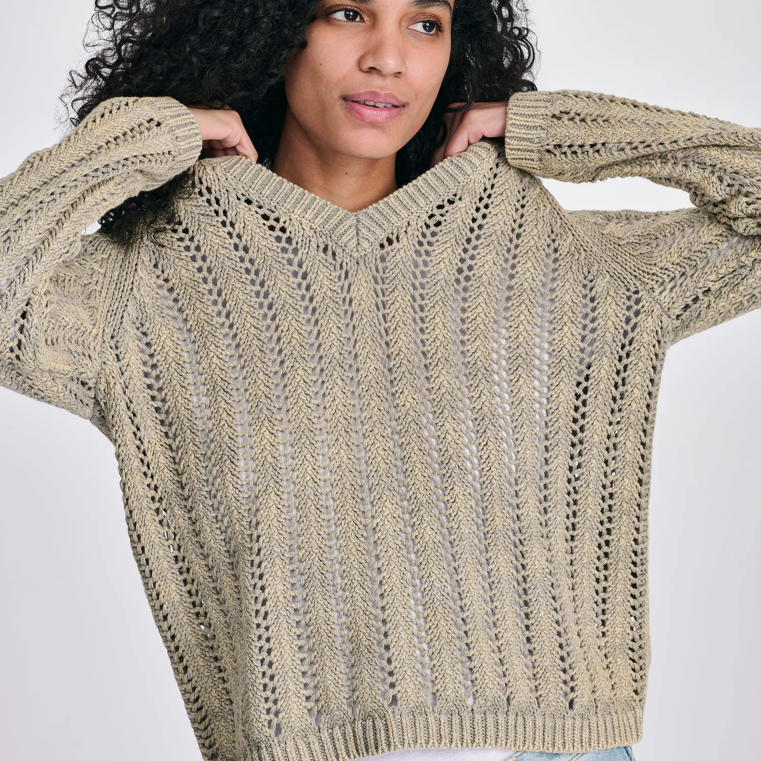 Eddie Bauer Pointelle pulover dama Yellow delicat