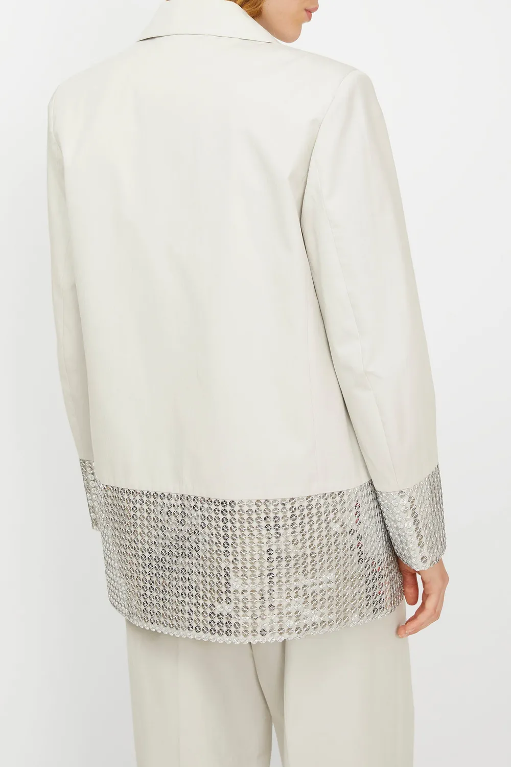 Isabelle Blanche blazer gri deschis paiete bumbac