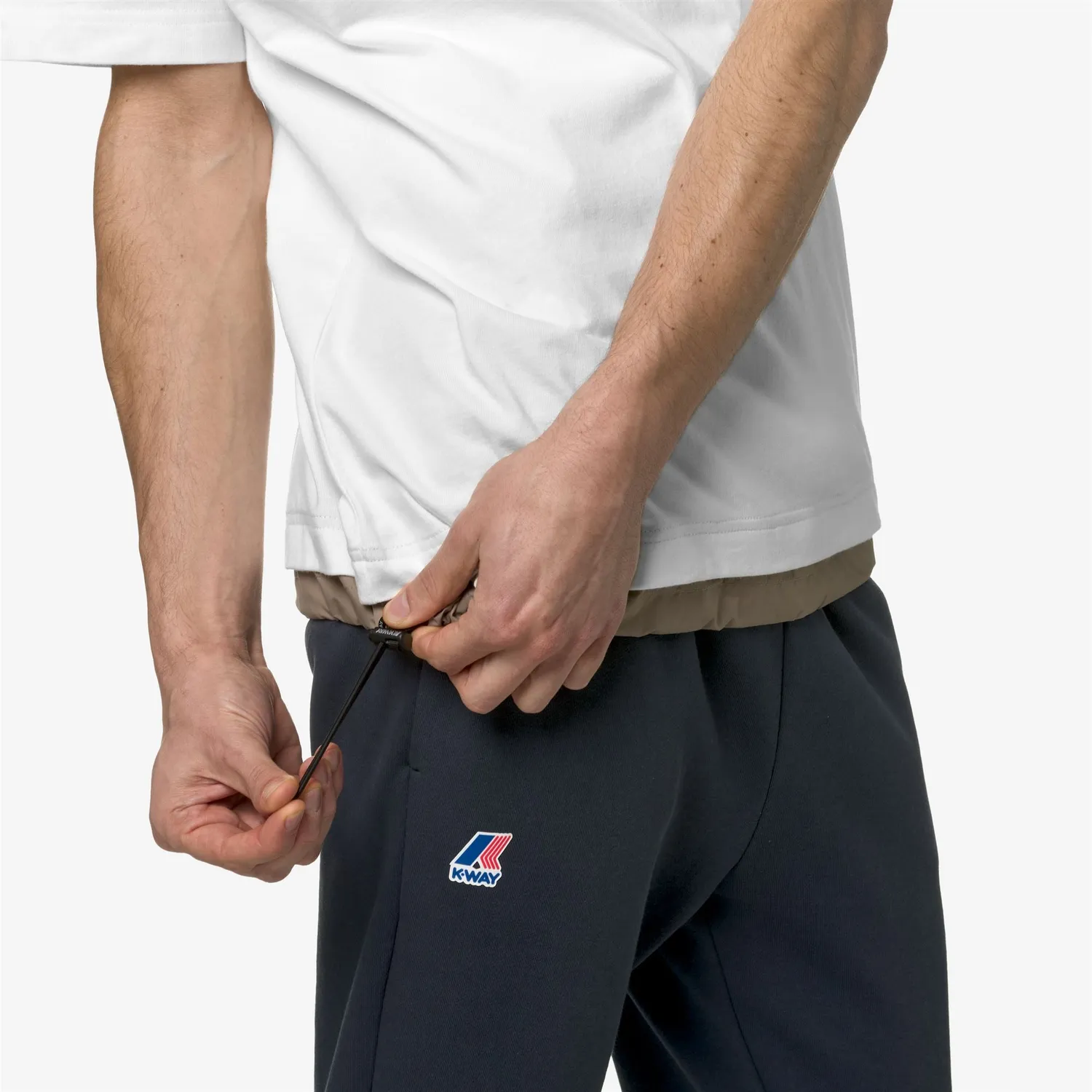 K-Way Le Vrai Serille tricou alb-bej taupe din bumbac