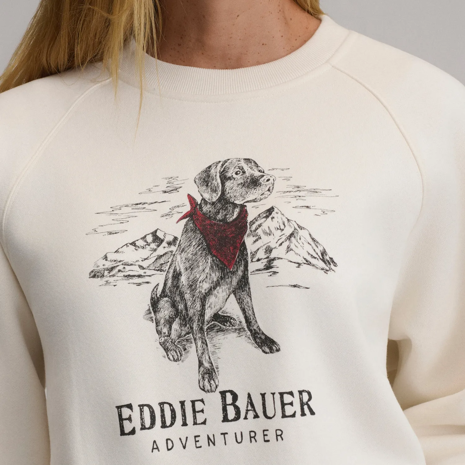 Eddie Bauer The Vintage Soft Crew Dog hanorac Ivory moale