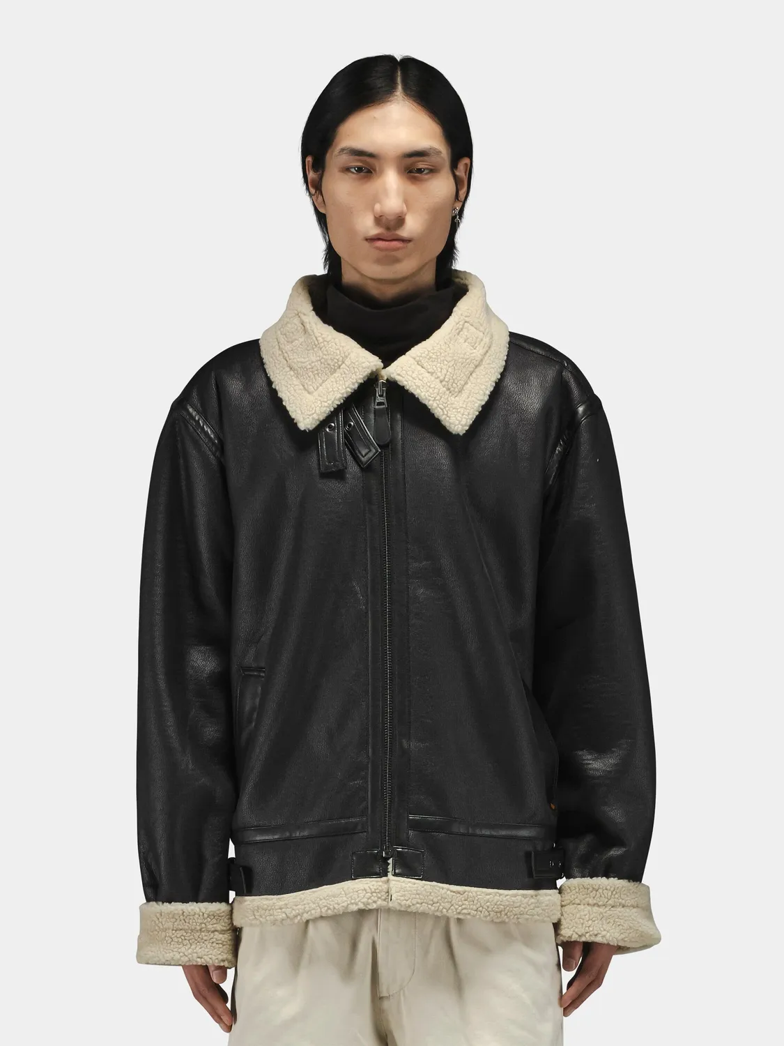Alpha Industries Mouton B-3 geacă aviator neagră groasă