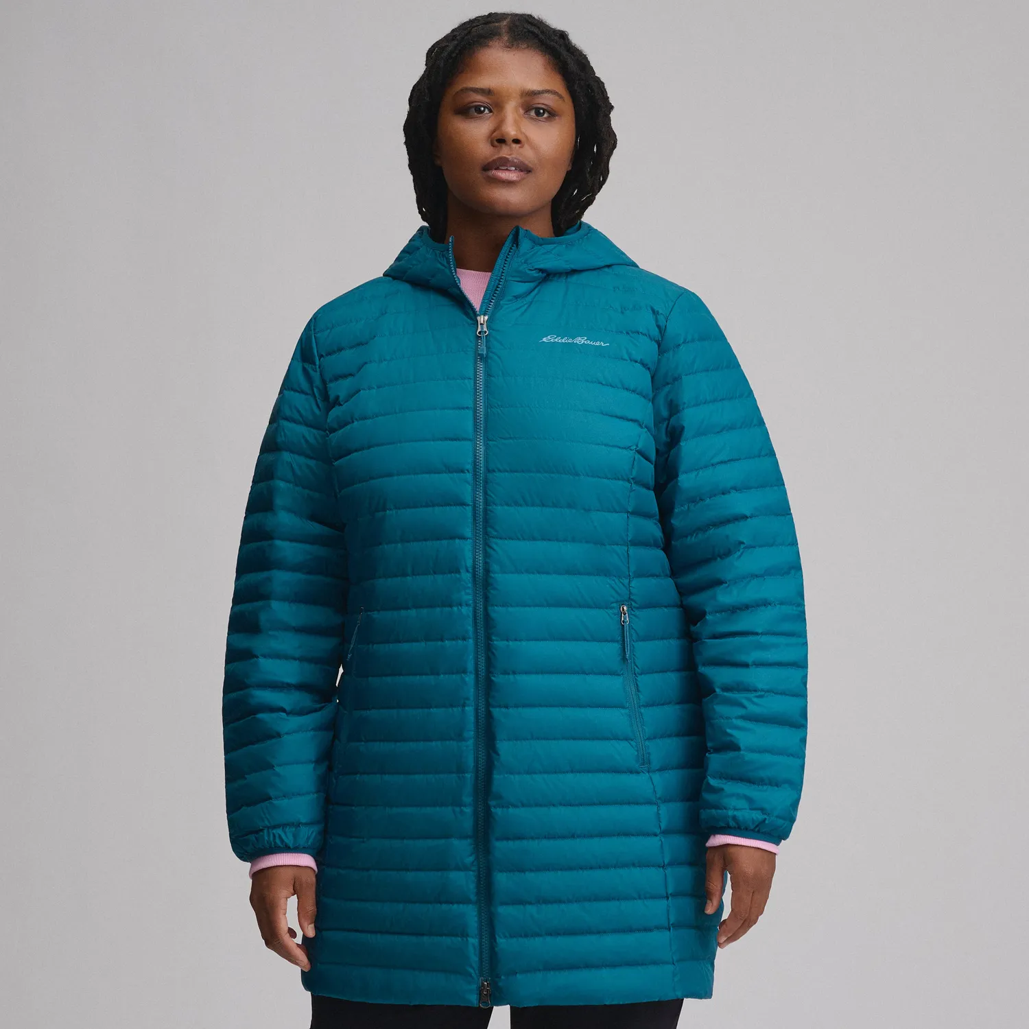 Eddie Bauer Microlight Parka dama albastru puf 650