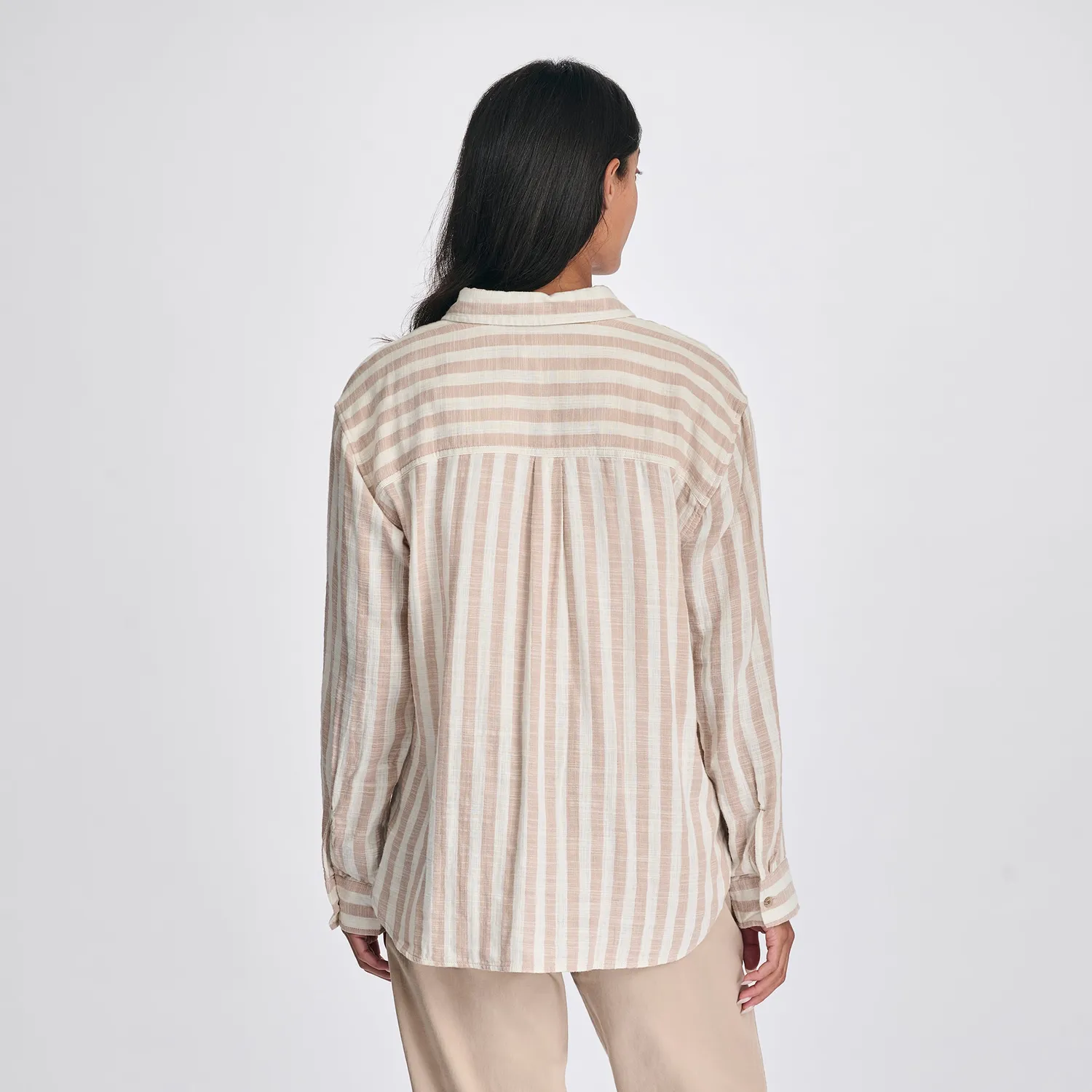 Eddie Bauer Woven Stripe camasa dama Natural bumbac