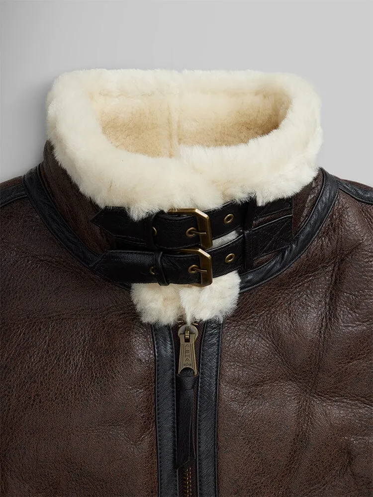 Alpha Industries B-3 Sherpa geaca piele maro shearling