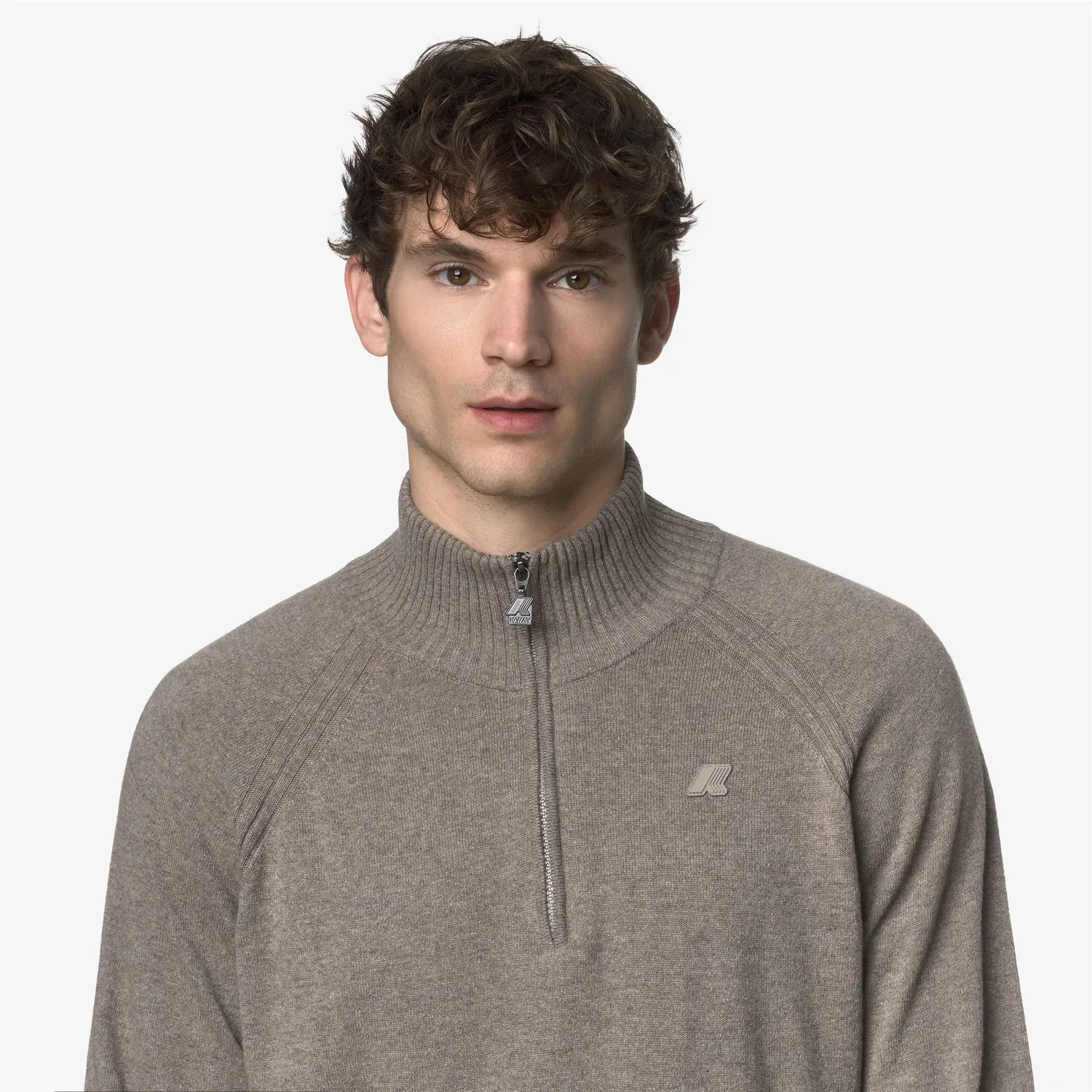 K-Way Cadras Wool Cashmere polo barbati bej fermoar