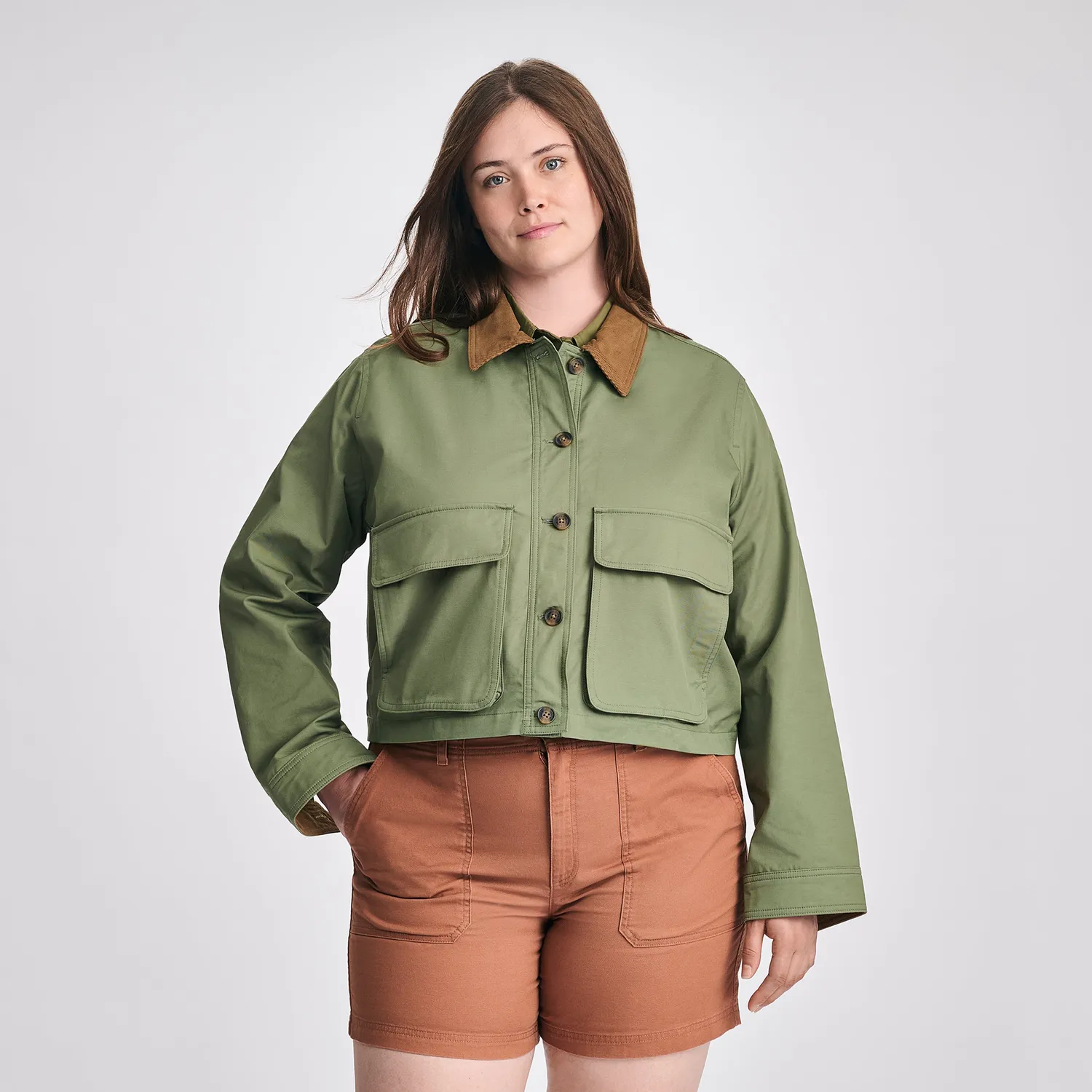 Eddie Bauer Lark Cropped Barn jacheta dama Tan scurta