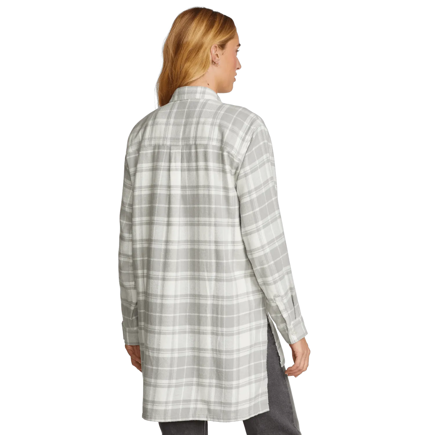 Eddie Bauer Ballard tunica dama gri flanel bumbac