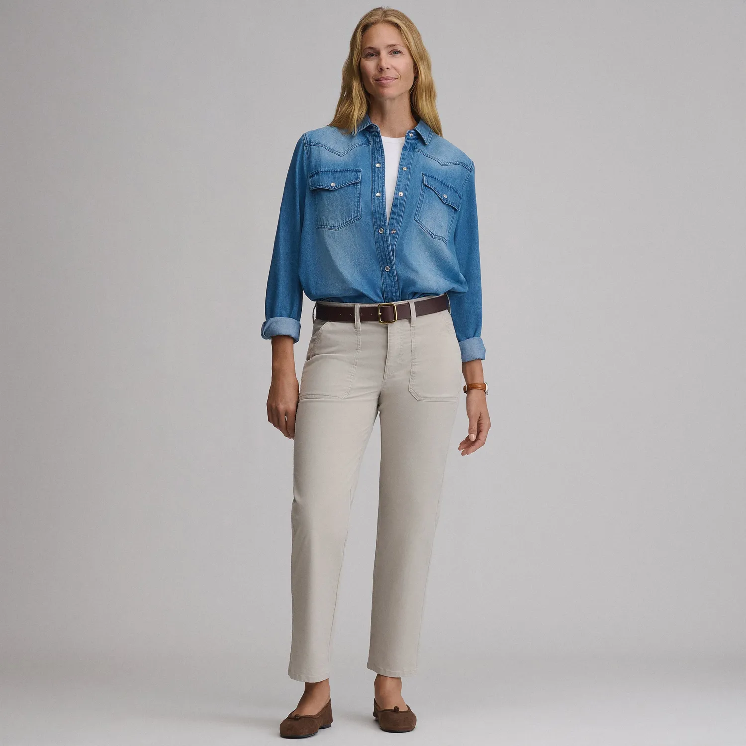 Eddie Bauer Stretch Relaxed pantaloni dama Camel