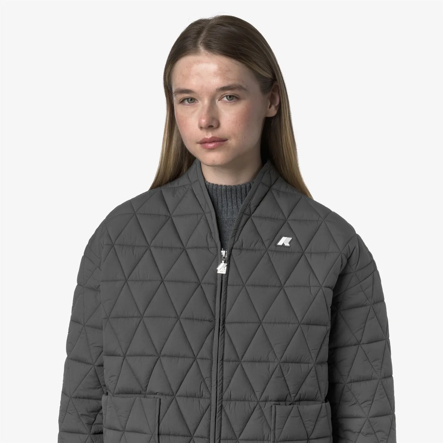 K-Way Selime Diamond geaca dama gri inchis matlasata