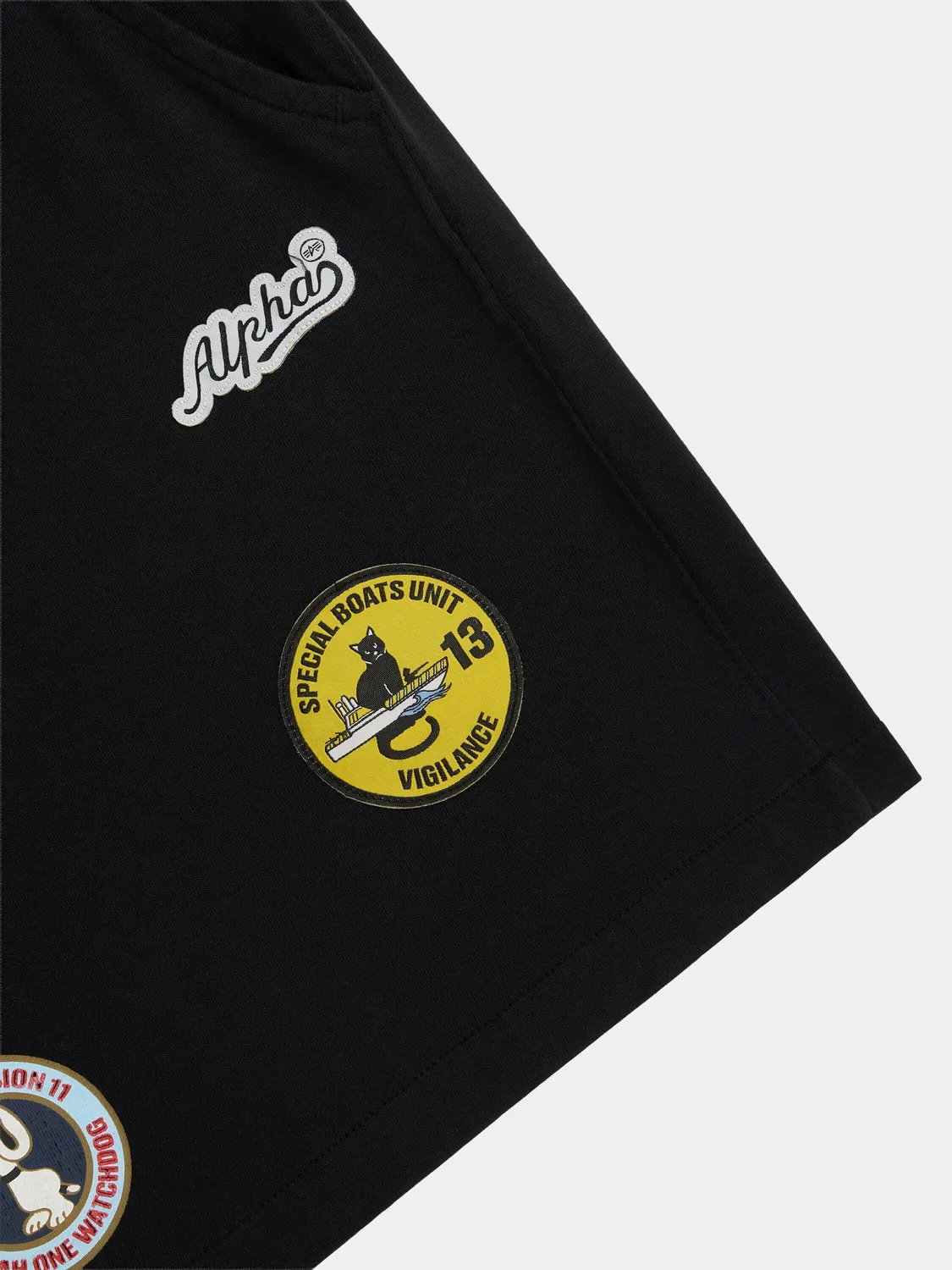 Alpha Industries Patched Jersey șort negru patch-uri