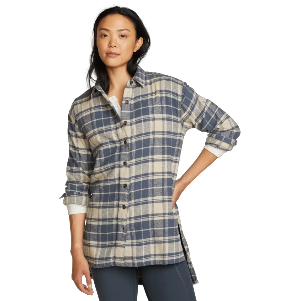Eddie Bauer Ballard tunica dama gri flanel bumbac