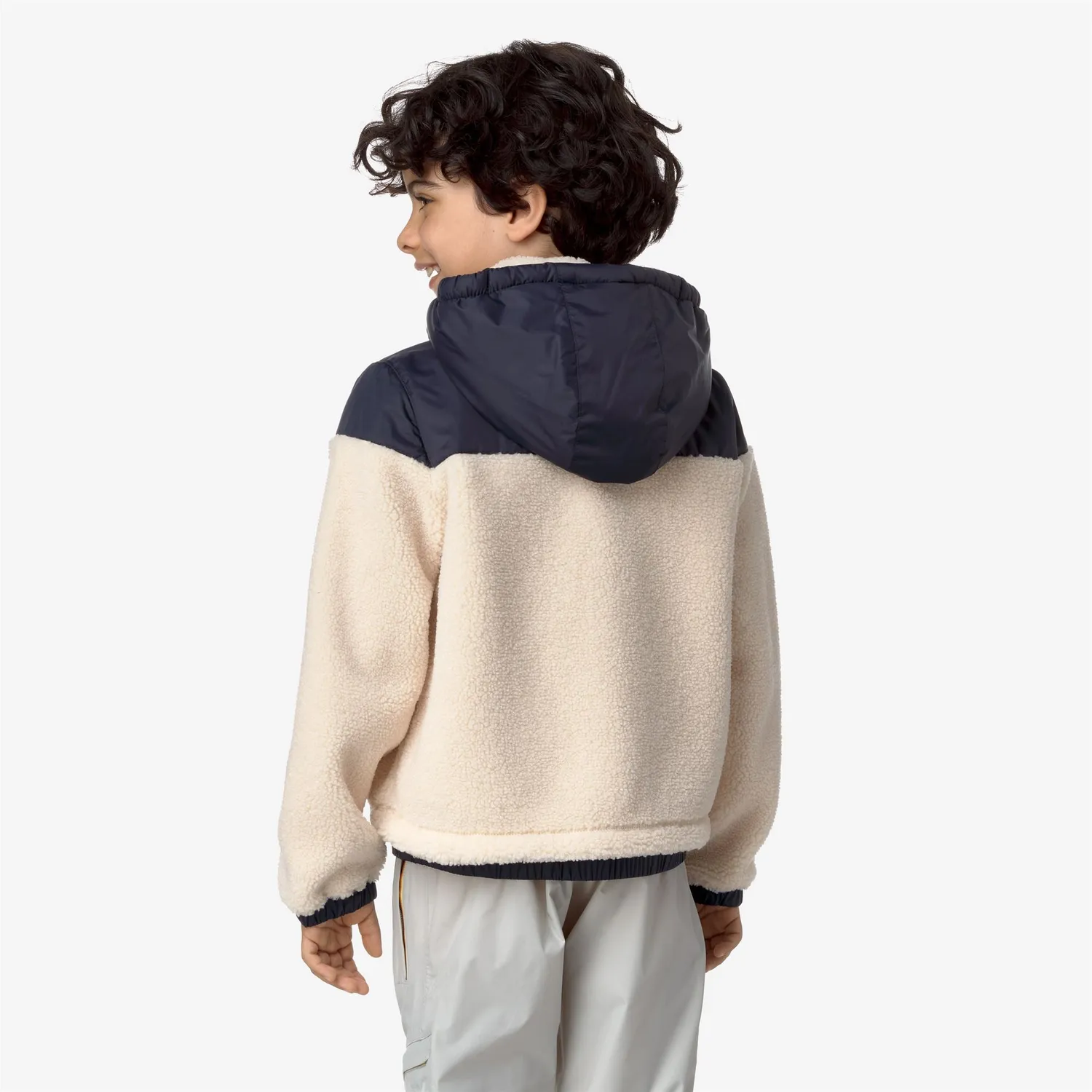 K-Way Jildaz Orsetto geaca fleece copii ecru-albastru calduroasa