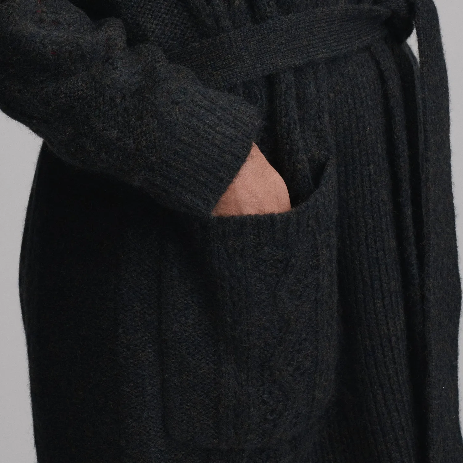 Eddie Bauer Belted Cable cardigan dama Negru cu cordon