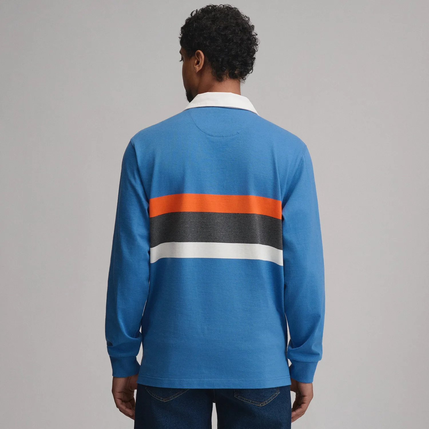 Eddie Bauer Rugby Stripe Crew bluză Dk Chambray cu dungi