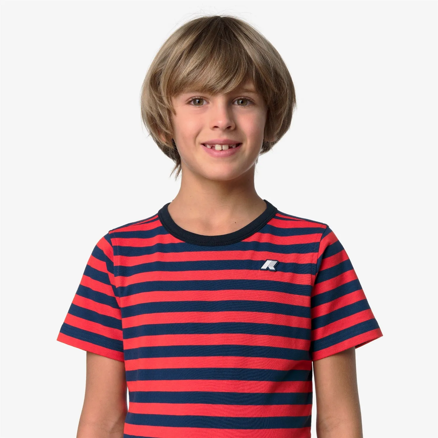 K-Way Adame tricou baieti Blue Insignia dungi bumbac