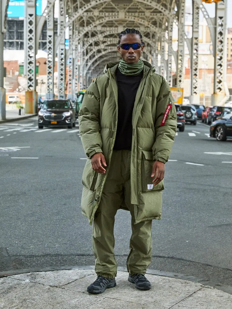 Alpha Industries Long Puffer parka verde puf rezistenta la apa
