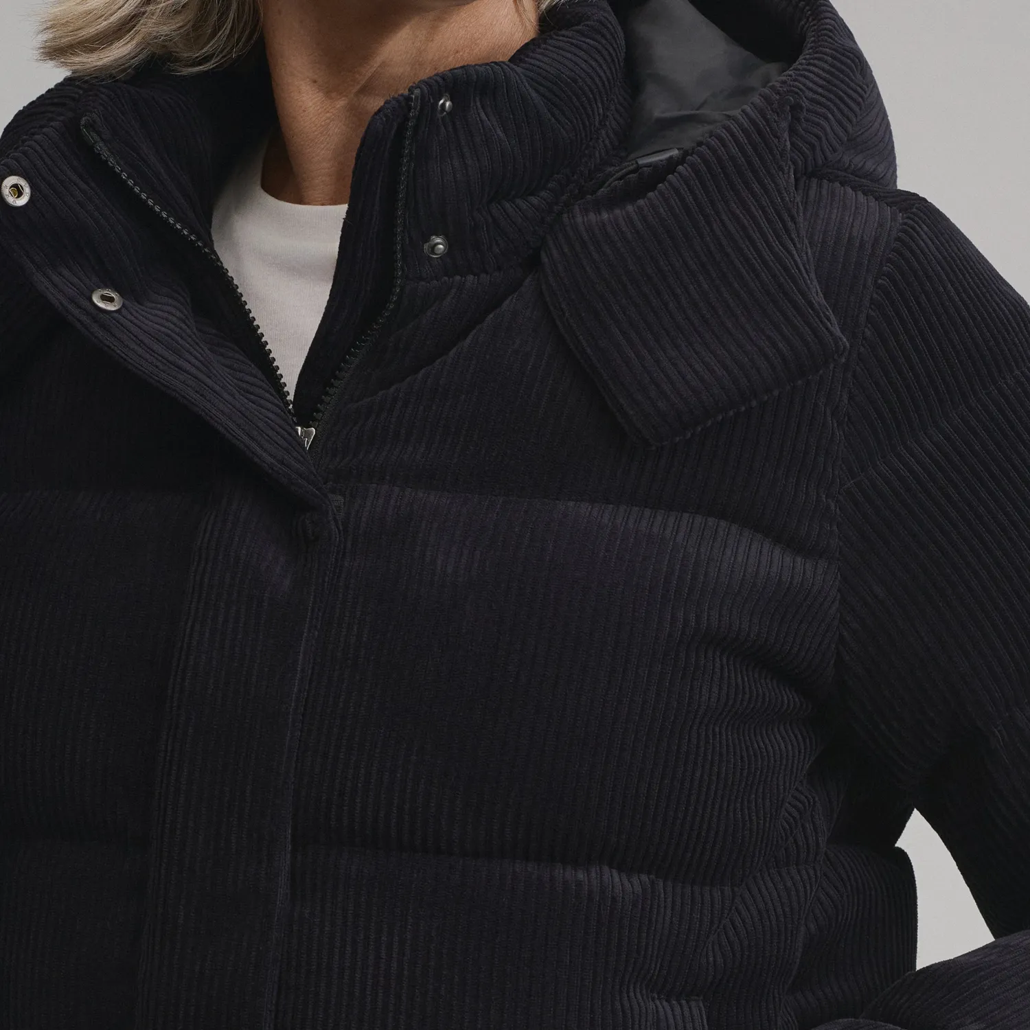 Eddie Bauer Plush Puff geaca puf neagra catifea