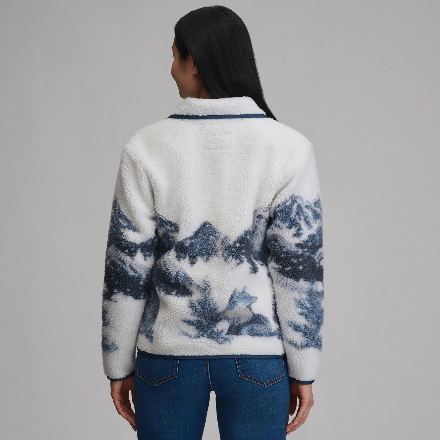 Eddie Bauer Printed geaca fleece dama cu nasturi calda