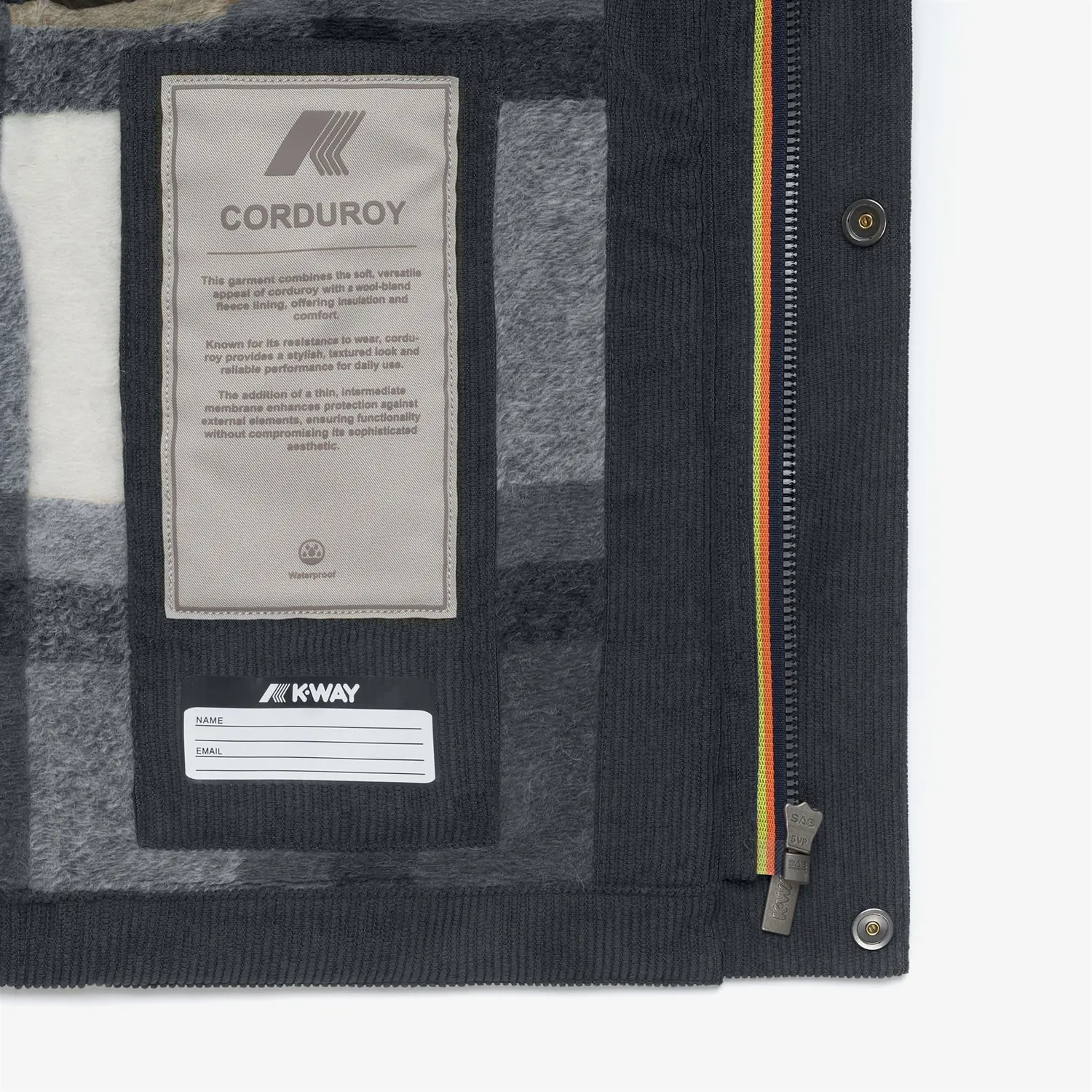 K-Way Sharille Corduroy geaca baieti bleu calduroasa medie