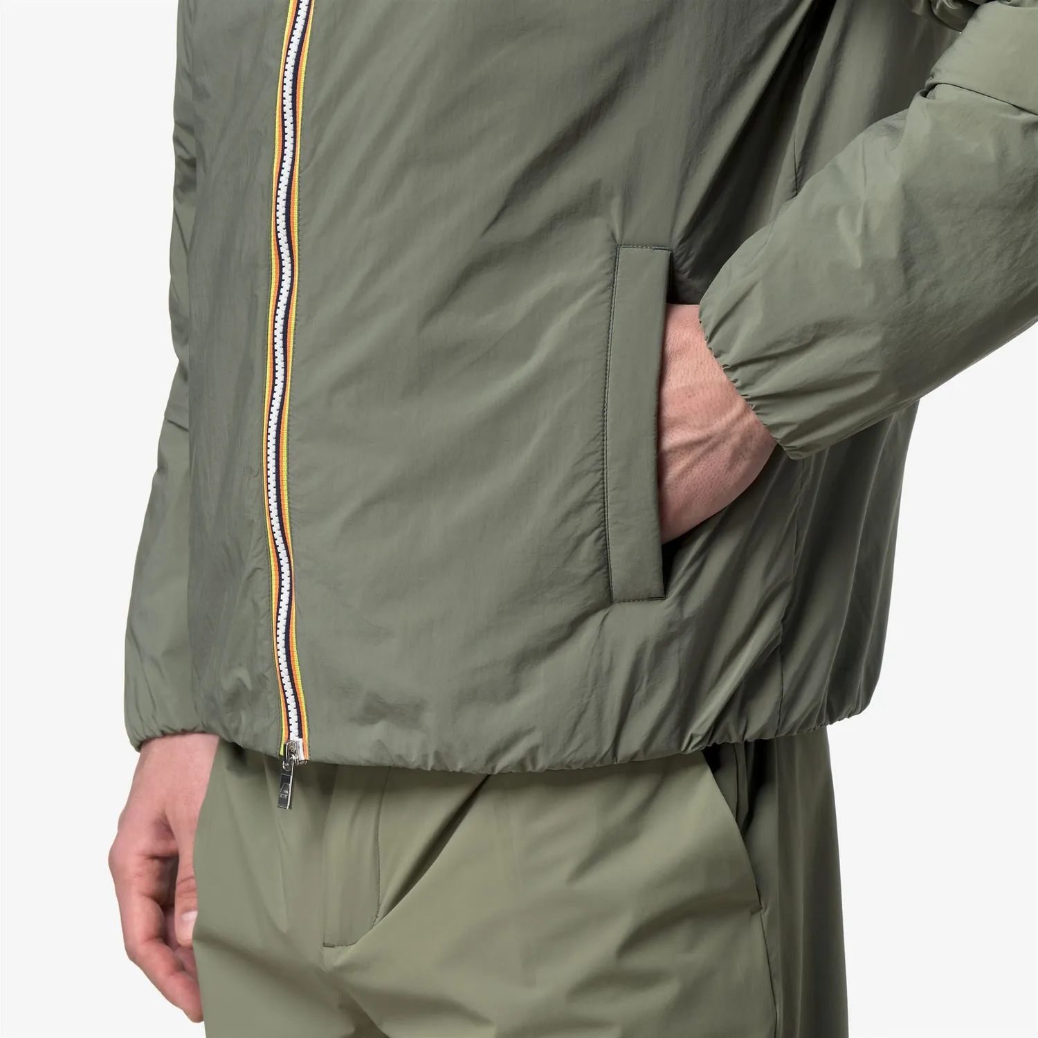 K-Way Valentine Plain Warm geaca scurta verde lichen calduroasa