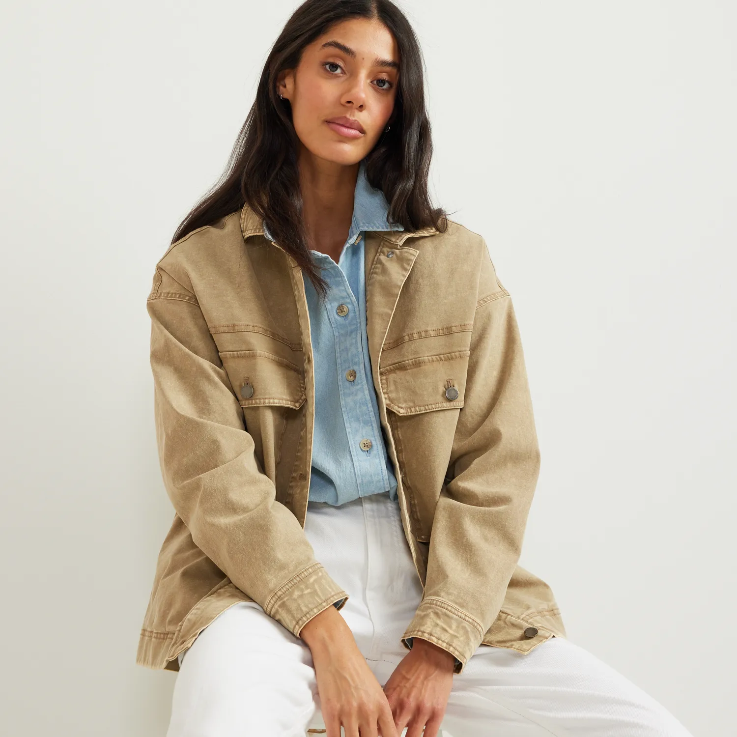 Eddie Bauer Seabrook geacă damă kaki spălată lejeră