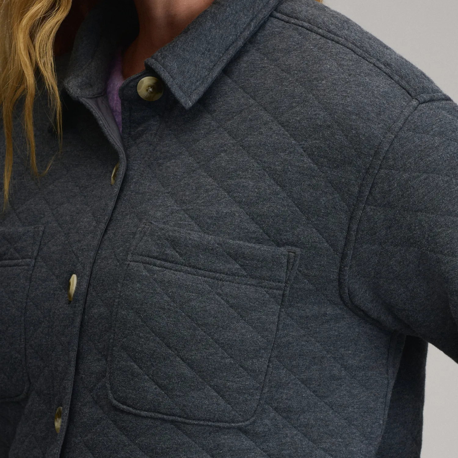 Eddie Bauer Quilted Shirt Jacket geaca Charcoal Heather matlasata
