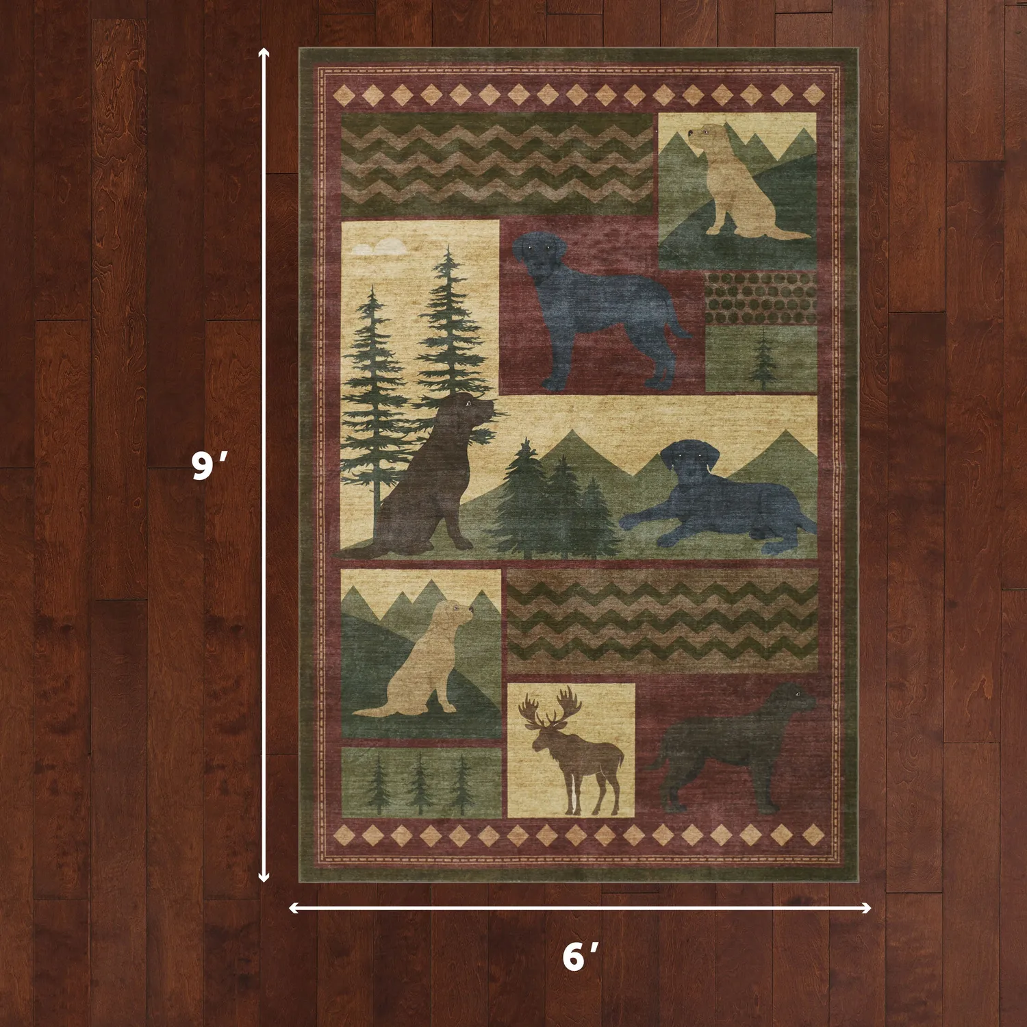 Eddie Bauer Lupin Patchwork covor rosu lavabil antiderapant