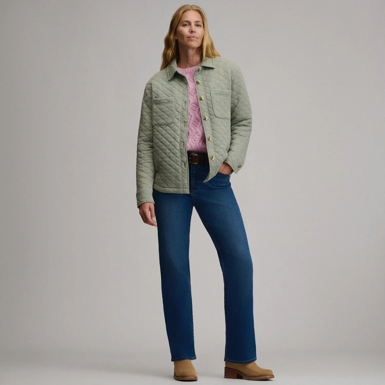 Eddie Bauer Quilted Shirt Jacket geaca Charcoal Heather matlasata